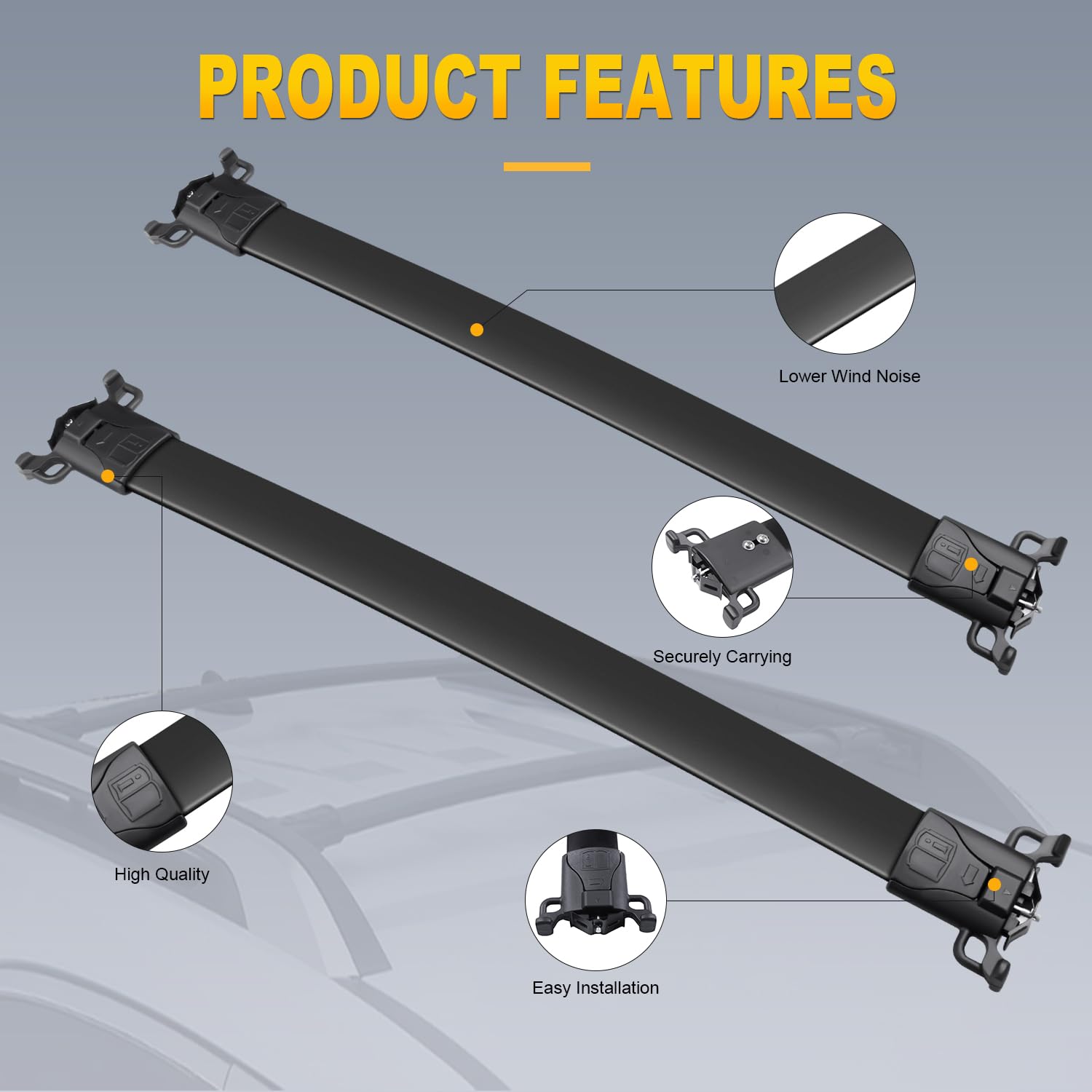 OCPTY Universal Roof Rack Cargo Carrier Cross Bars - Compatible with Chevrolet Equinox & GMC Terrain (2010-2017 Models) | Heavy Duty Rooftop Luggage Rack for Outdoor Camping, Road Trips & Adventure Travel