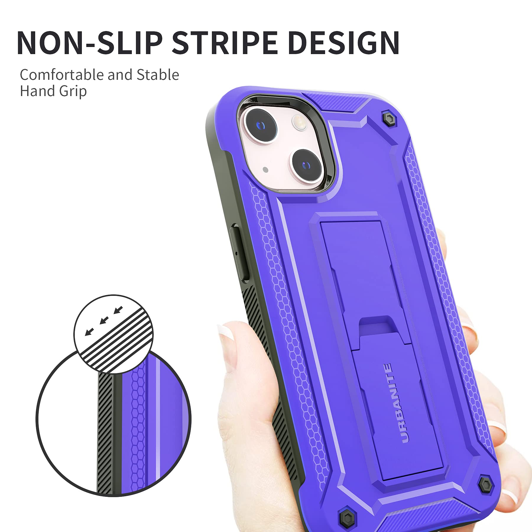 Shockproof iPhone 13 Case with Screen Protector & Kickstand | Military-Grade Dual Layer Protection | Heavy Duty Phone Cover for iPhone 13 (Purple) - Perfect for Outdoor Adventures, Work & Daily Use