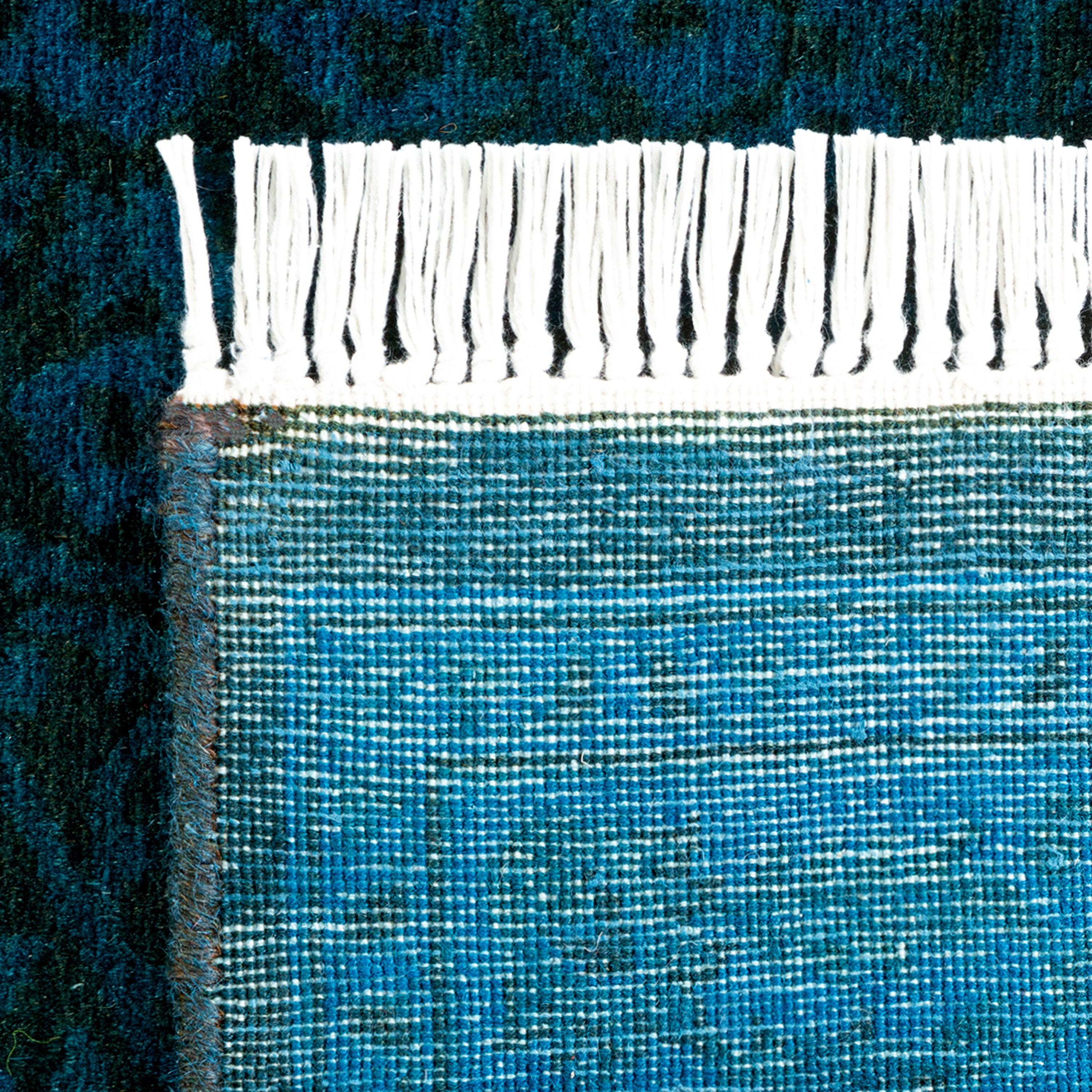 Blue Overdyed Wool Runner Rug 2'7 x 16'7 - Soft Vintage Style Area Rug for Living Room, Bedroom & Hallway