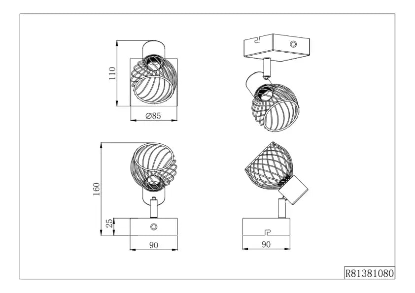 Ardon Black & Gold Wall and Ceiling Spotlight - Modern LED Recessed Lighting for Home, Office, and Retail Spaces