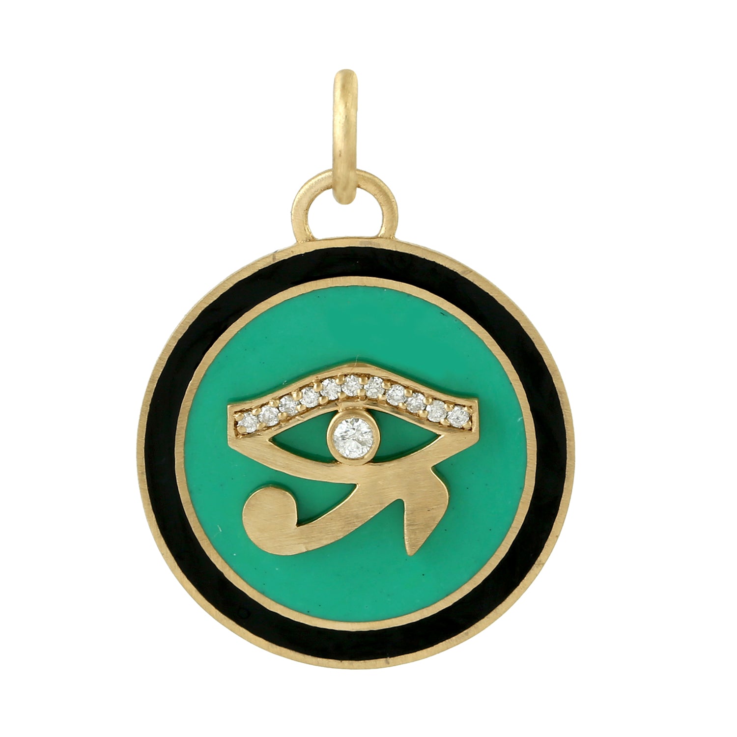 18K Yellow Gold Pave Diamond Eye of Horus Enamel Pendant Necklace - Luxury Egyptian Jewelry Gift for Women, Birthday, Anniversary & Special Occasions