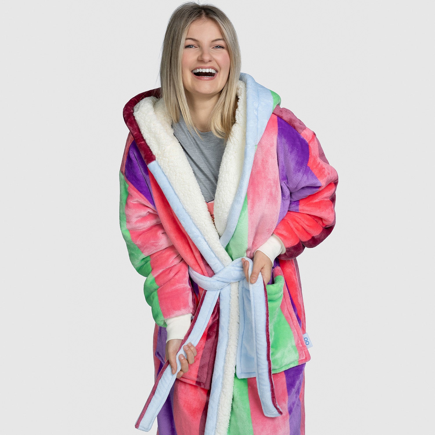 Soft & Cozy Multi-Stripe Robe for Women - Lightweight Bathrobe with Pockets - Perfect for Spa, Lounging & Relaxation at Home