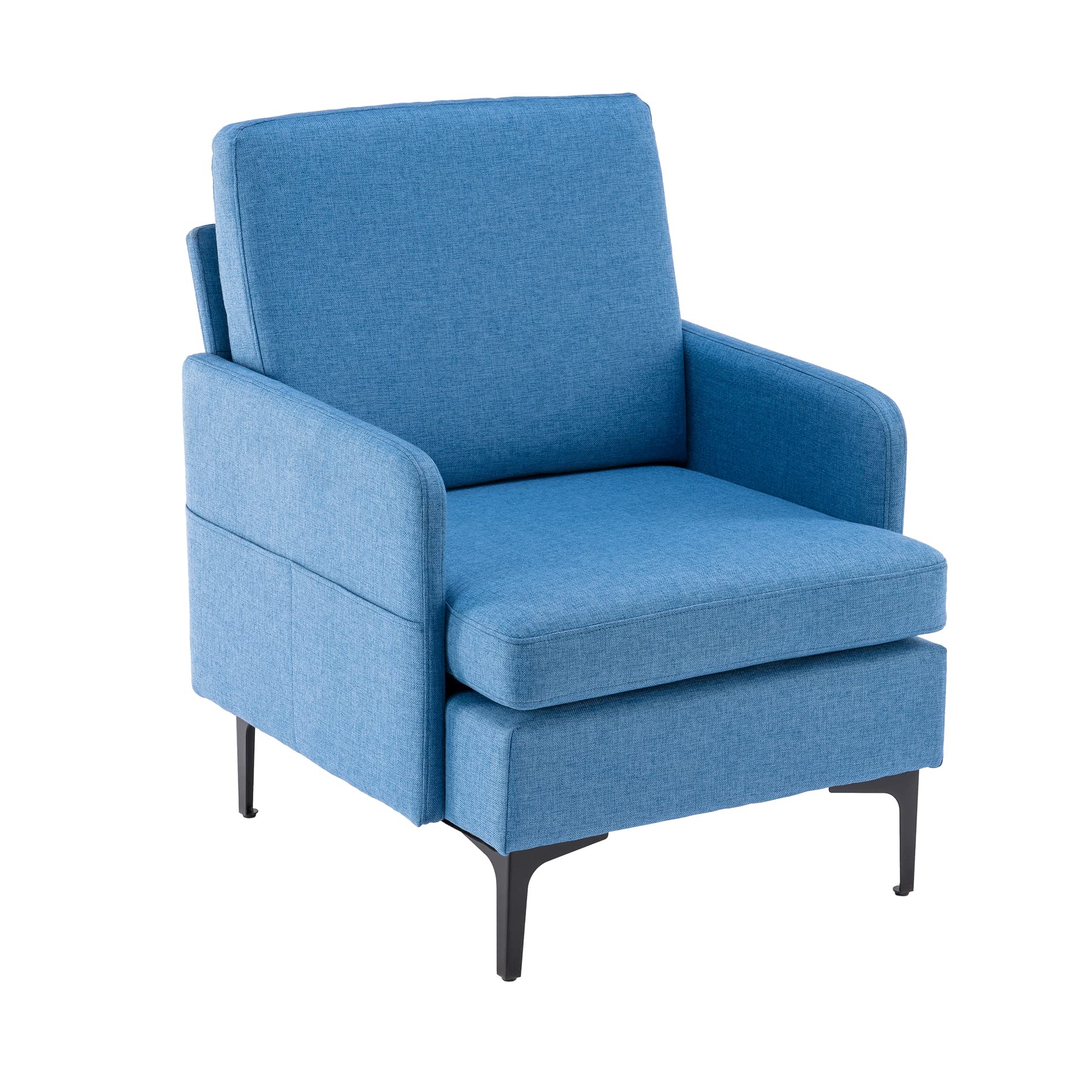 Goujxcy Modern Accent Chair - Upholstered Armchair with Linen Fabric & Sturdy Metal Legs, Comfortable Lounge Reading Chair for Bedroom, Living Room, Guest Room - Perfect for Relaxing, Reading & Enhancing Home Decor