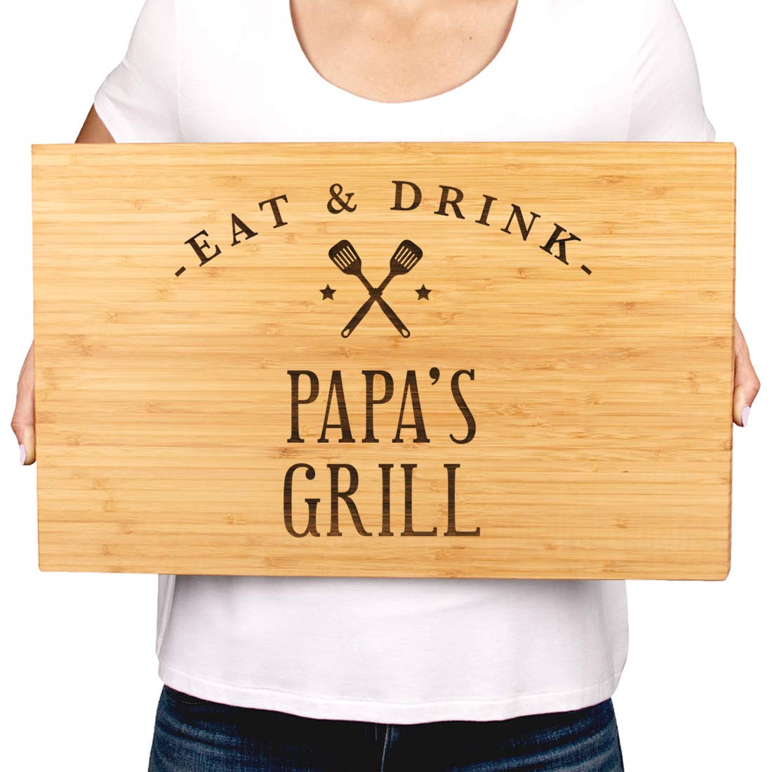 Andaz Press Large Bamboo Wood BBQ Cutting Board with Laser Engraving - 17.75 x 11-inch Chopping Board for Grilling, Serving & Food Prep - Perfect Gift for Christmas, Birthday & Chef Kitchen - Ideal for Outdoor BBQ, Picnics & Holiday Entertaining