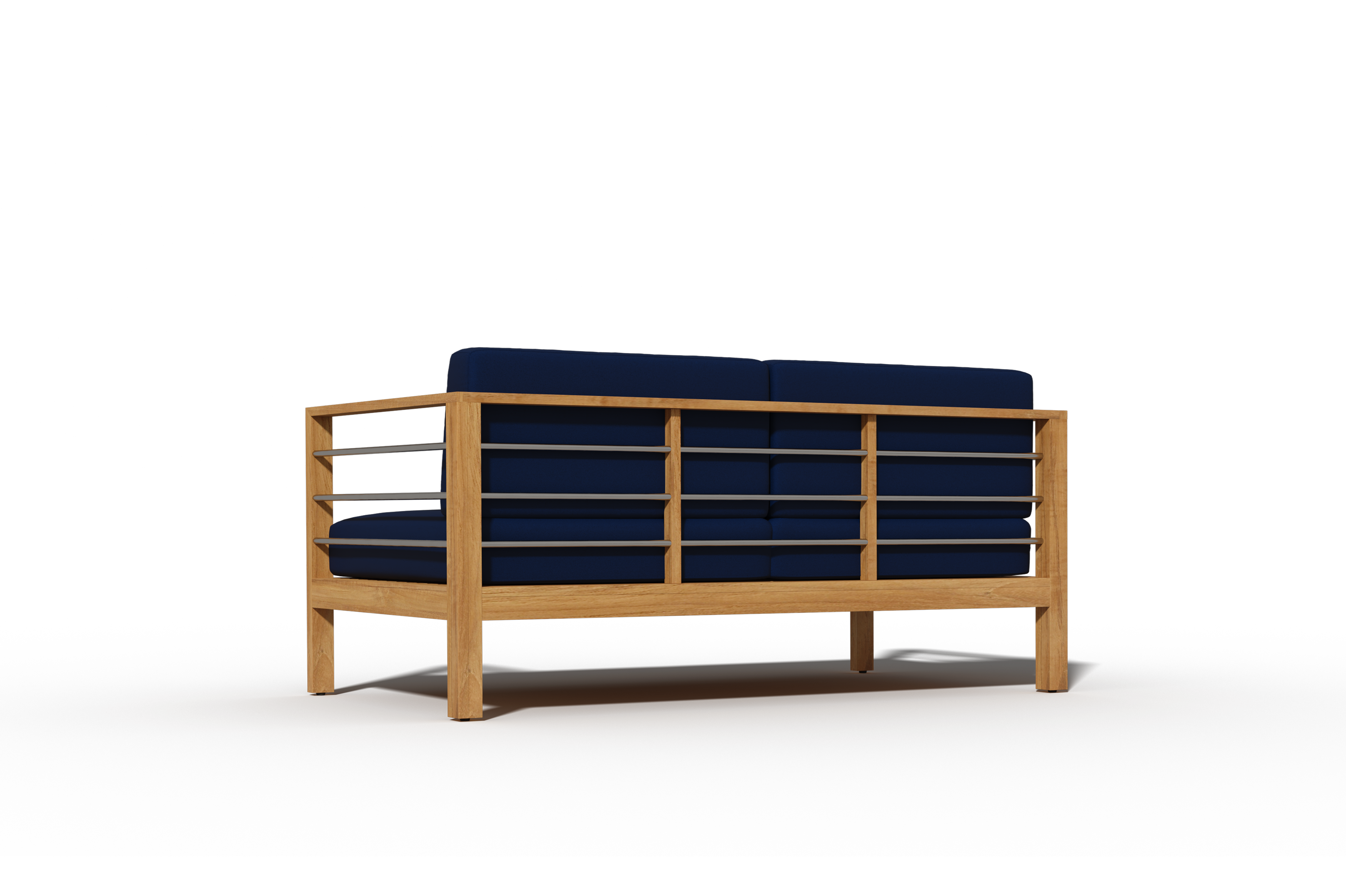 Premium 4-Piece Teak Outdoor Patio Deep Seating Set with Sunbrella Navy Cushions - Perfect for Backyard, Garden, Poolside & Patio Relaxation