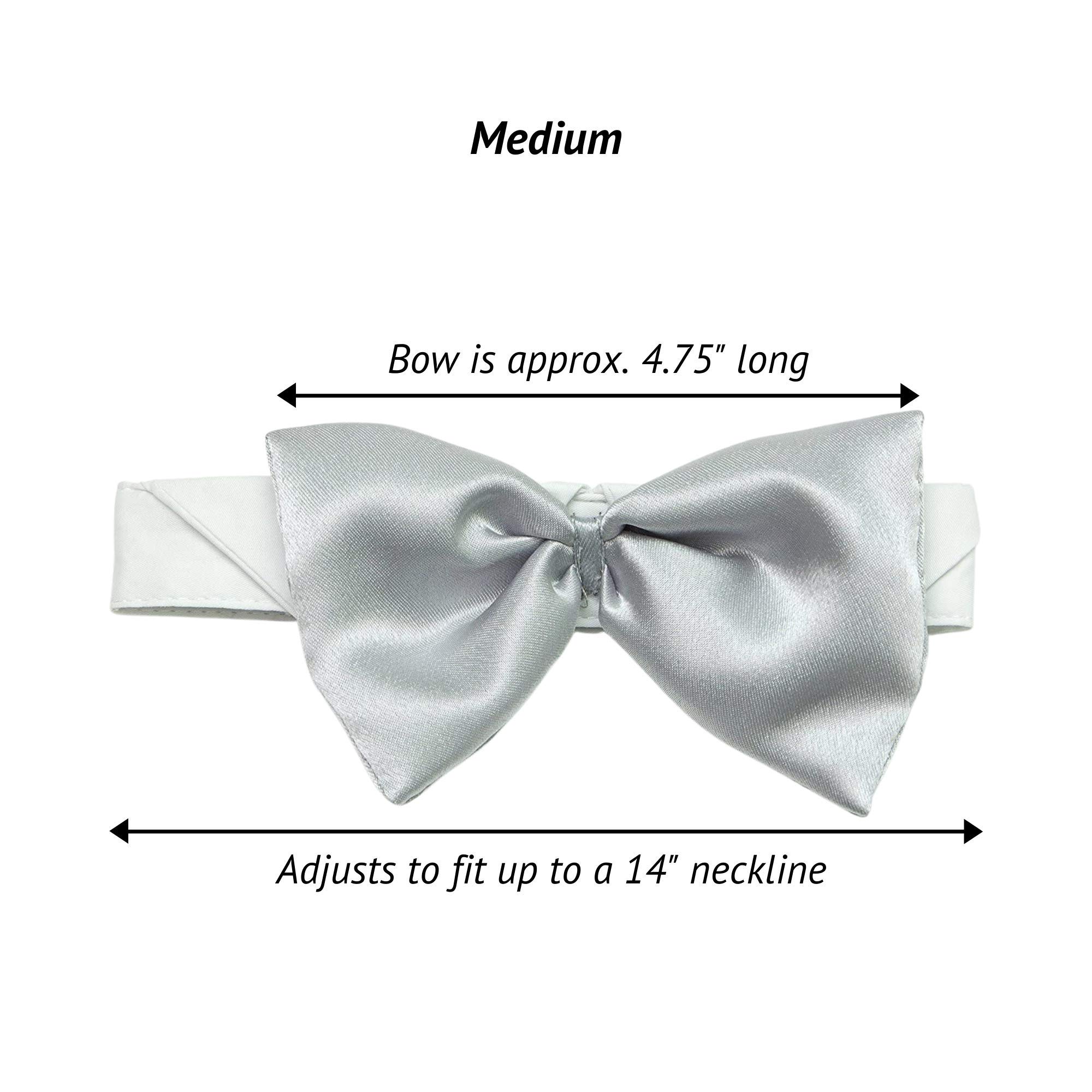Midlee Medium Gray Satin Bow Tie Dog Collar for Weddings, Parties & Special Occasions - Adjustable Pet Neck Accessory for Small to Medium Dogs
