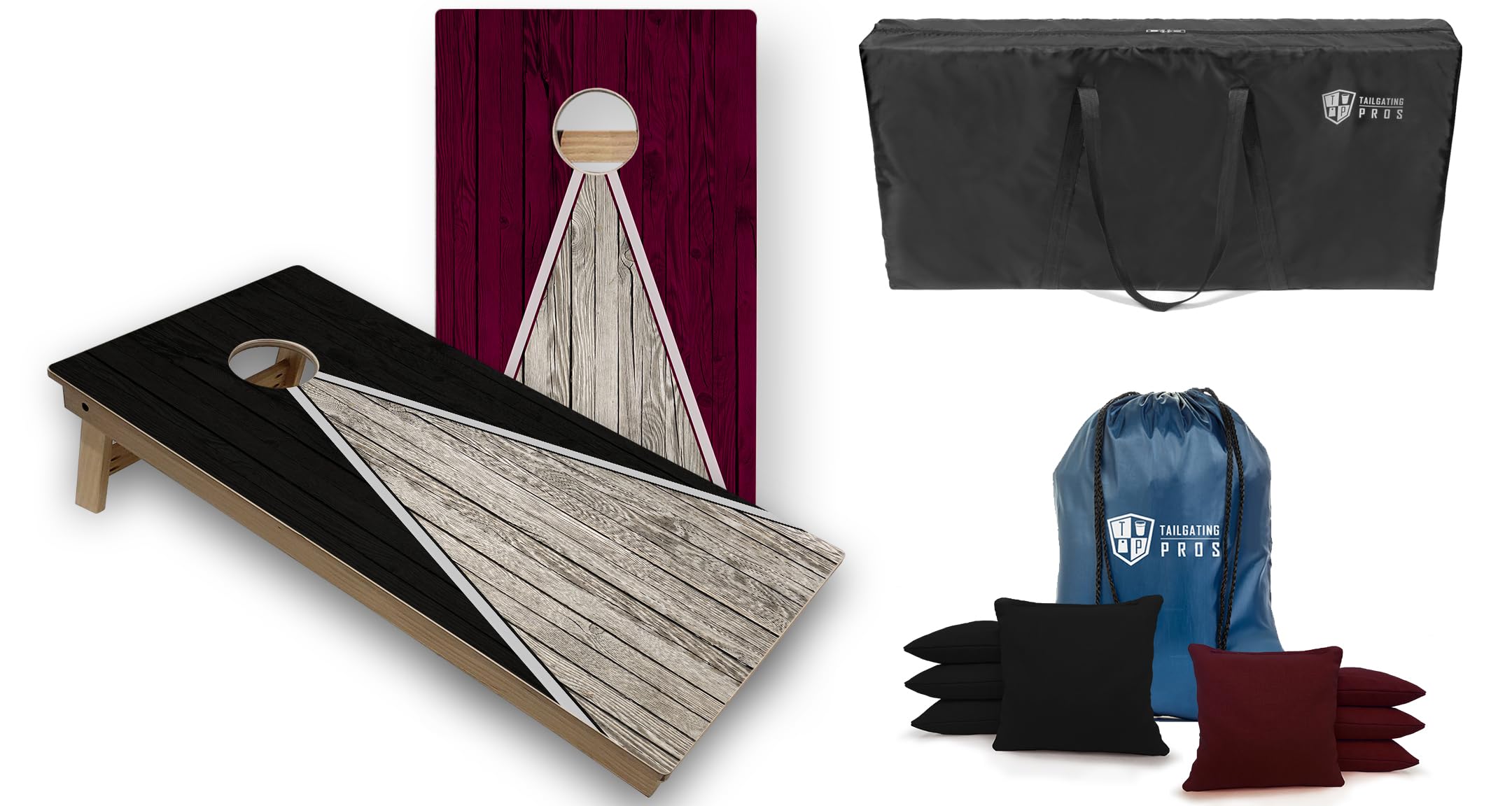 Tournament Grade Cornhole Board Set with LED Ring Lights, Carrying Case & 8 Bags - 4'x2' Regulation Size for Outdoor Games, Tailgating, Backyard Parties & BBQ Events