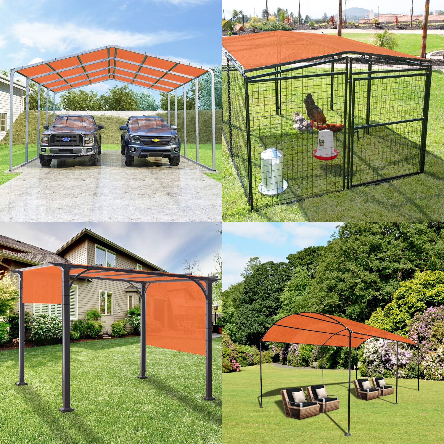 8' x 39' UV Block Sun Shade Sail Canopy - Outdoor Straight Edge Sun Protection with Grommets & D-Rings - Perfect for Pergola, Backyard, Patio, Poolside and Garden Shade (Orange)