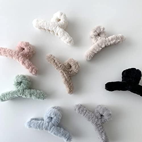 Glam Niyati Large Hair Claw Clips for Thick Hair - 6 Pack Fashion Hair Accessories for Women & Girls - Cute Colorful Faux Fur Hair Clips for School, Work, Parties & Everyday Styling