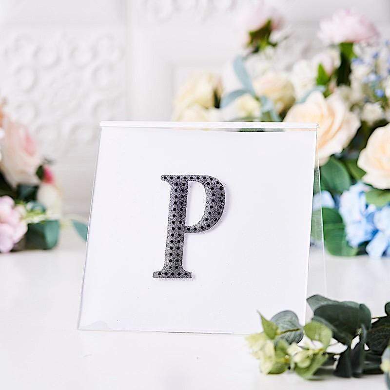 4 Inch Tall Self-Adhesive Rhinestone Letter Stickers - Black Gem Decals for DIY Crafts, Home Decor, and Scrapbooking