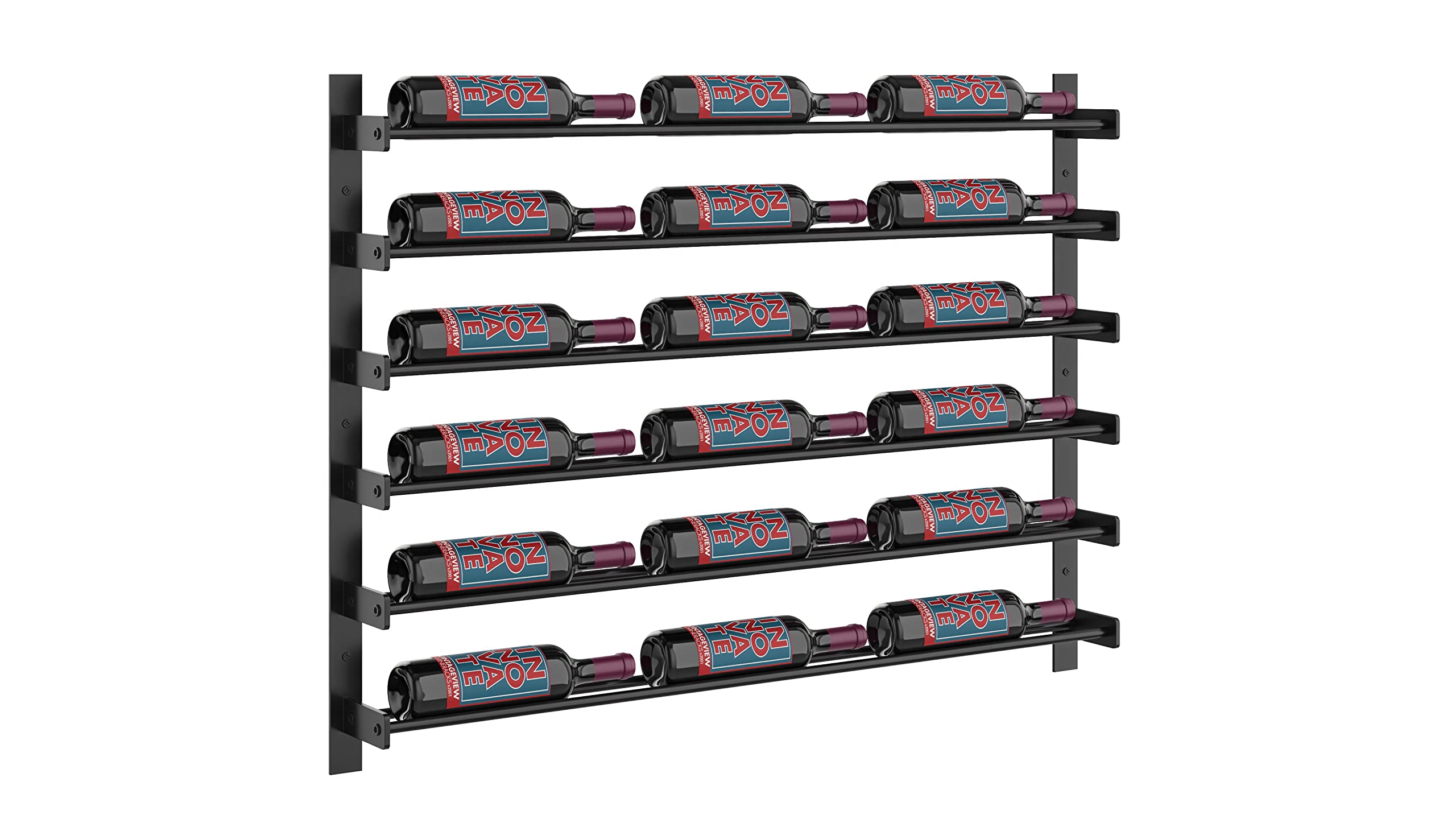 VintageView Evolution 30 3C Modern Wine Wall Rack - Holds 18 Bottles, Matte Black Finish | Perfect for Home Bars, Dining Rooms & Wine Cellars