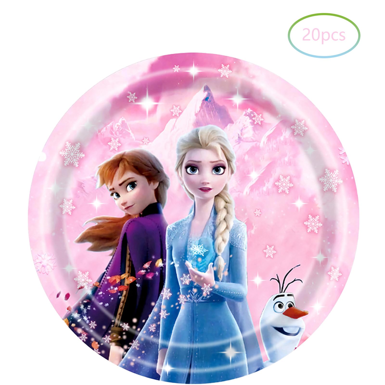 Frozen Birthday Party Supplies Set - 20 Pink Plates & 20 Napkins for Girls' Frozen Themed Party Decorations | Perfect for Disney Princess Birthday, Baby Shower & Winter Wonderland Celebration