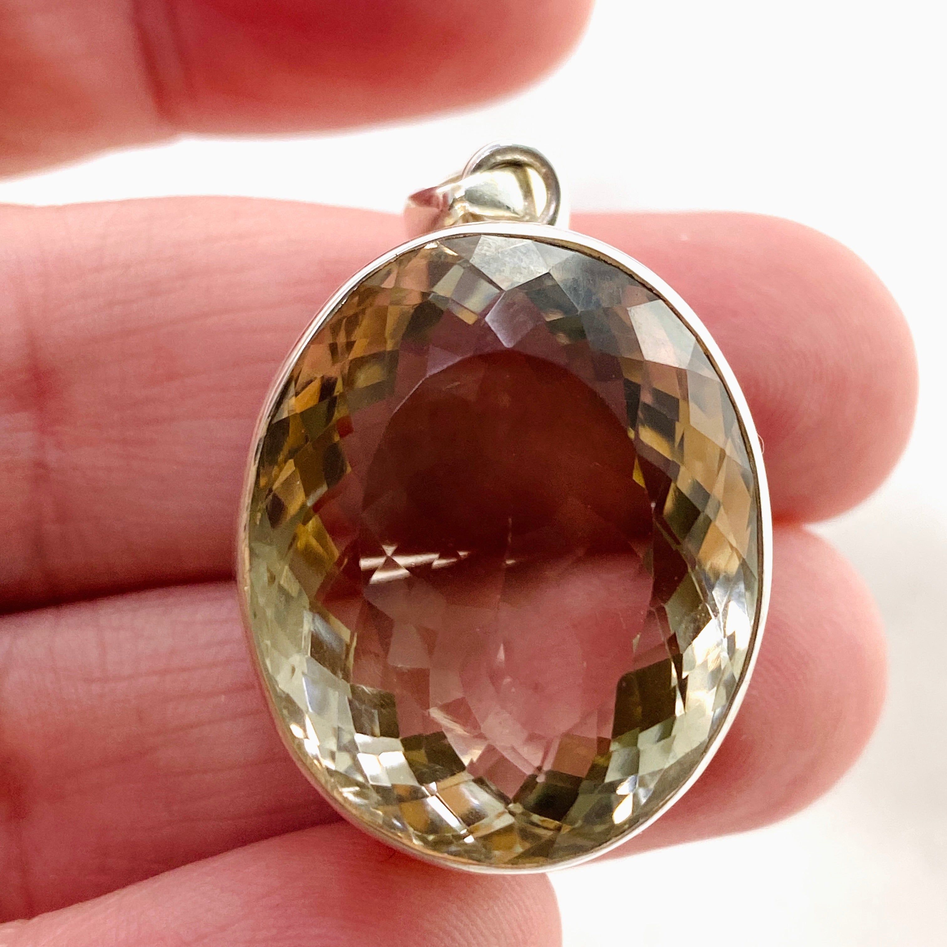 Smokey Lemon Quartz Oval Faceted Pendant Necklace - Natural Gemstone Jewelry for Women - Perfect for Everyday Wear & Special Occasions
