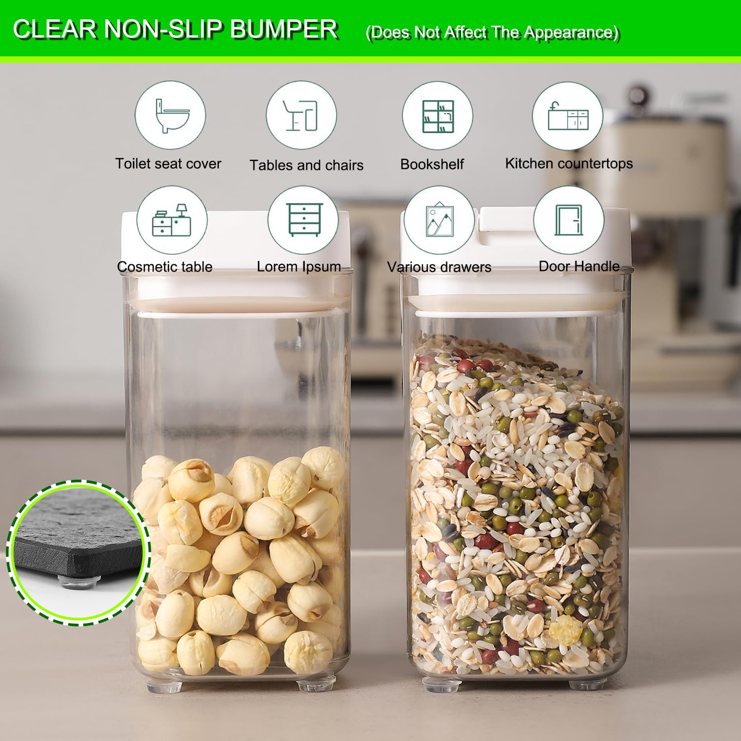 Furnigear Clear Self-Adhesive Rubber Cabinet Bumpers - 96PCS Soft Silicone Door Stoppers for Noise Reduction & Furniture Protection | Durable Cabinet Door Dots for Kitchen, Bathroom & Office Use