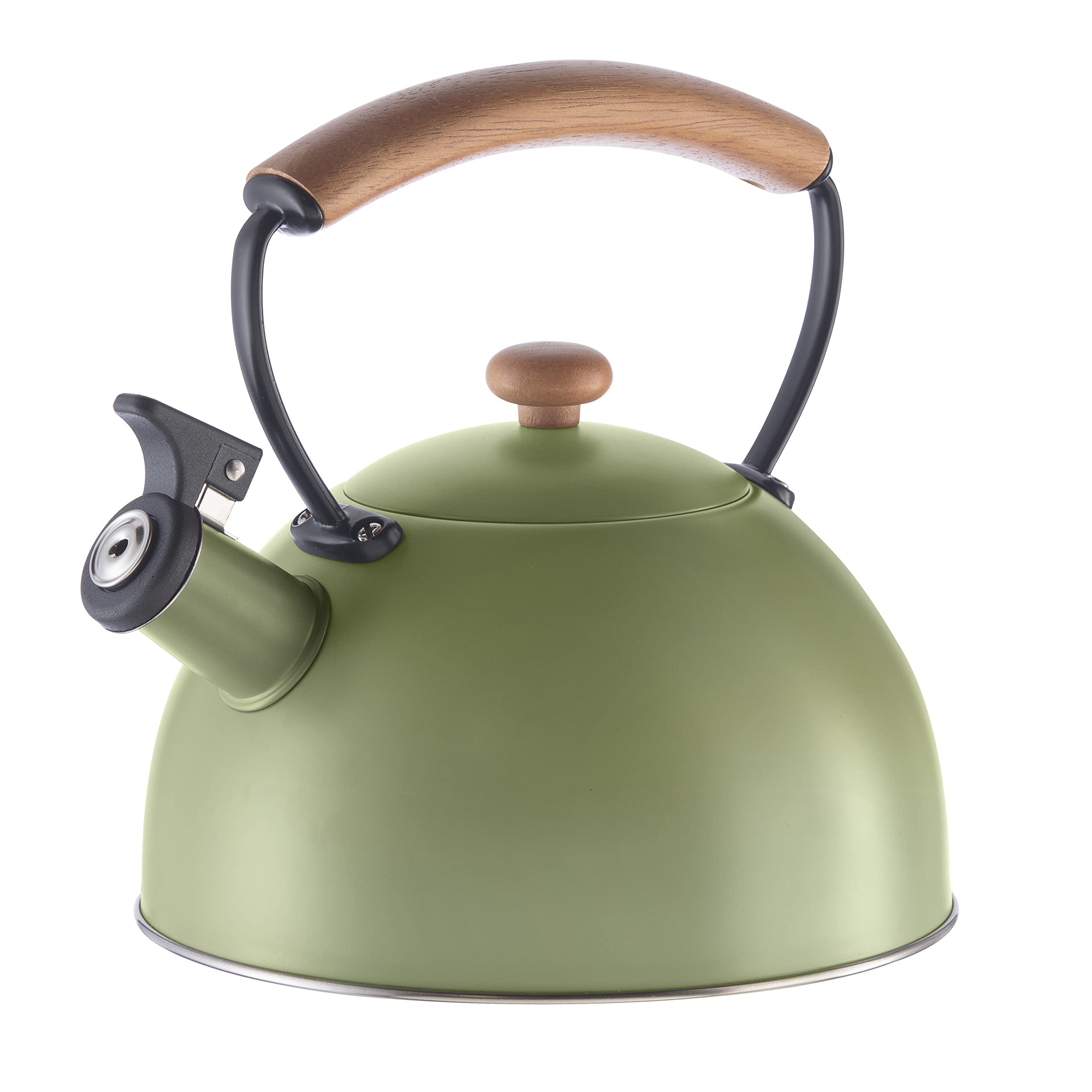 OGGI 2.5L Stainless Steel Tea Kettle with Loud Whistle & Cool-Touch Wood Handle - 85oz Stovetop Water Boiler for Tea, Coffee & Cooking - Perfect for Home, Office & Camping Use