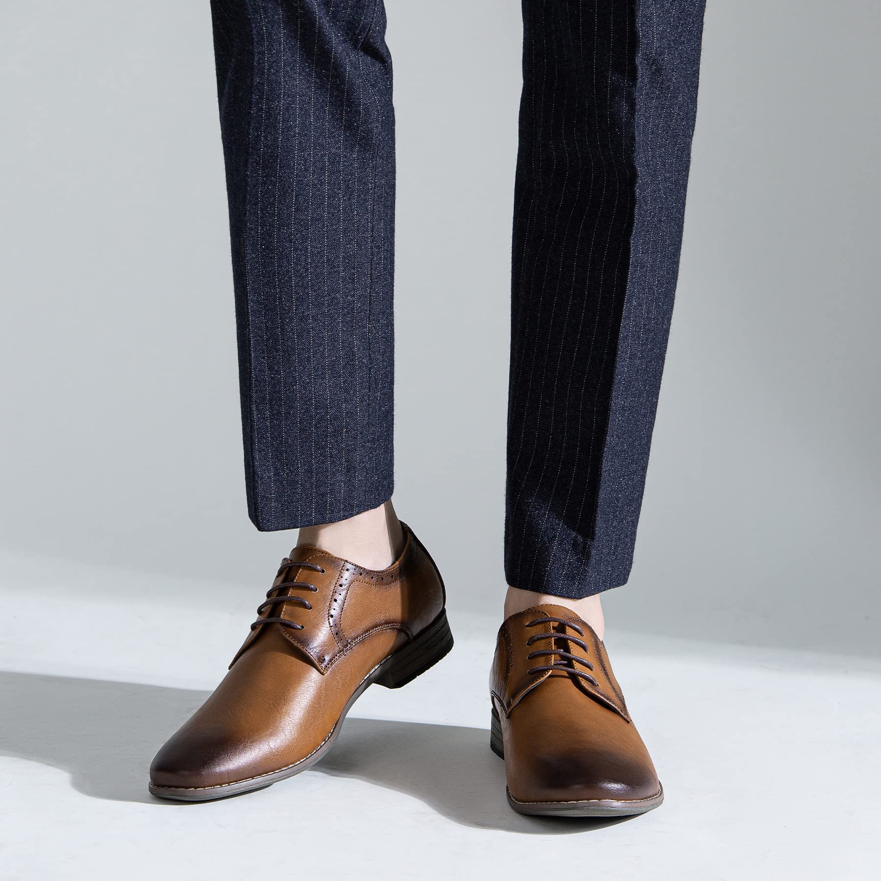 Jousen Men's Oxford Plain Toe Dress Shoes - Classic Formal Derby Shoes for Business, Office & Wedding - Comfortable Leather Business Attire Shoes