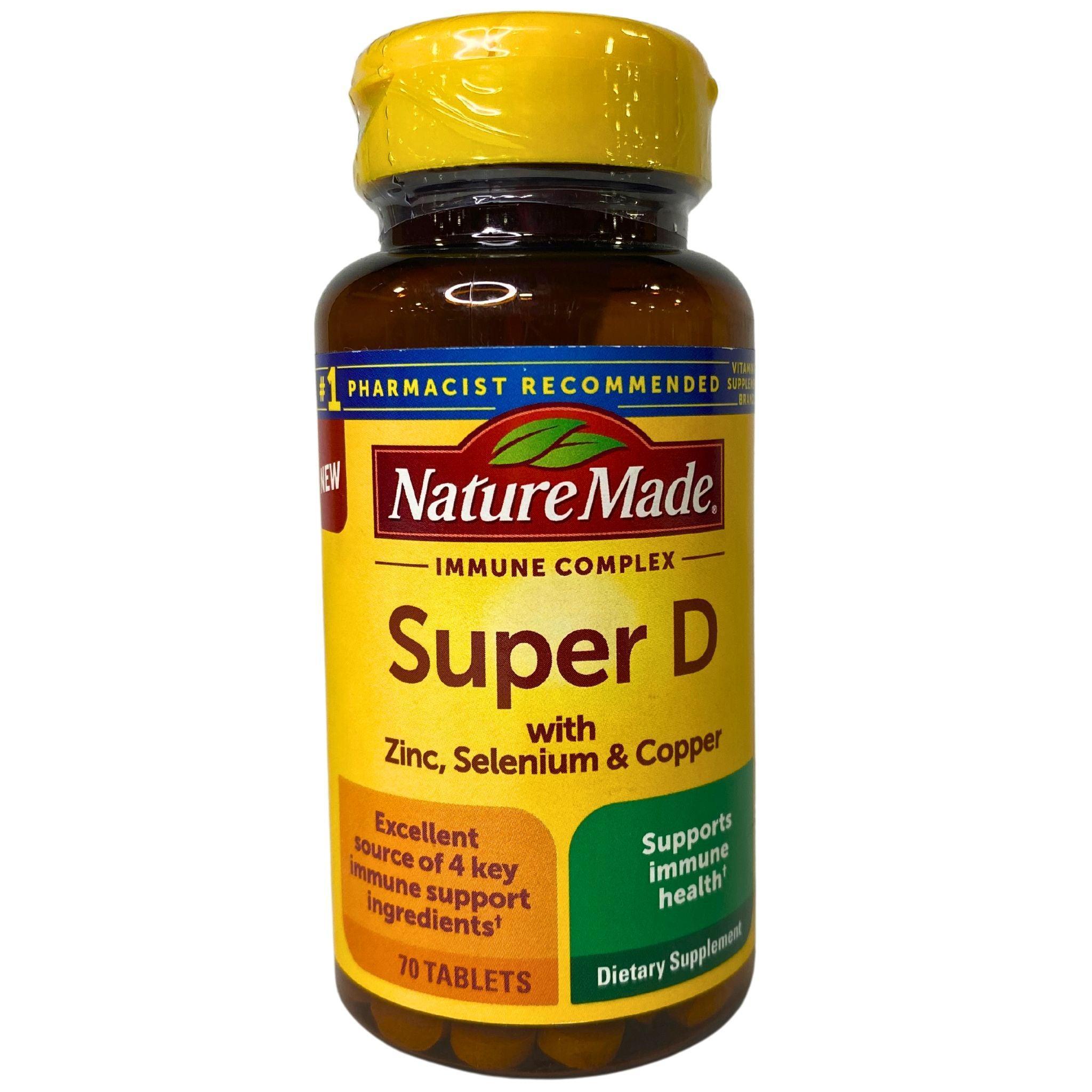 Super D with Zinc, Selenium & Copper - Immune Support Supplement (70 Tablets) - Boost Immunity & Overall Health - Perfect for Daily Wellness & Cold Season Defense