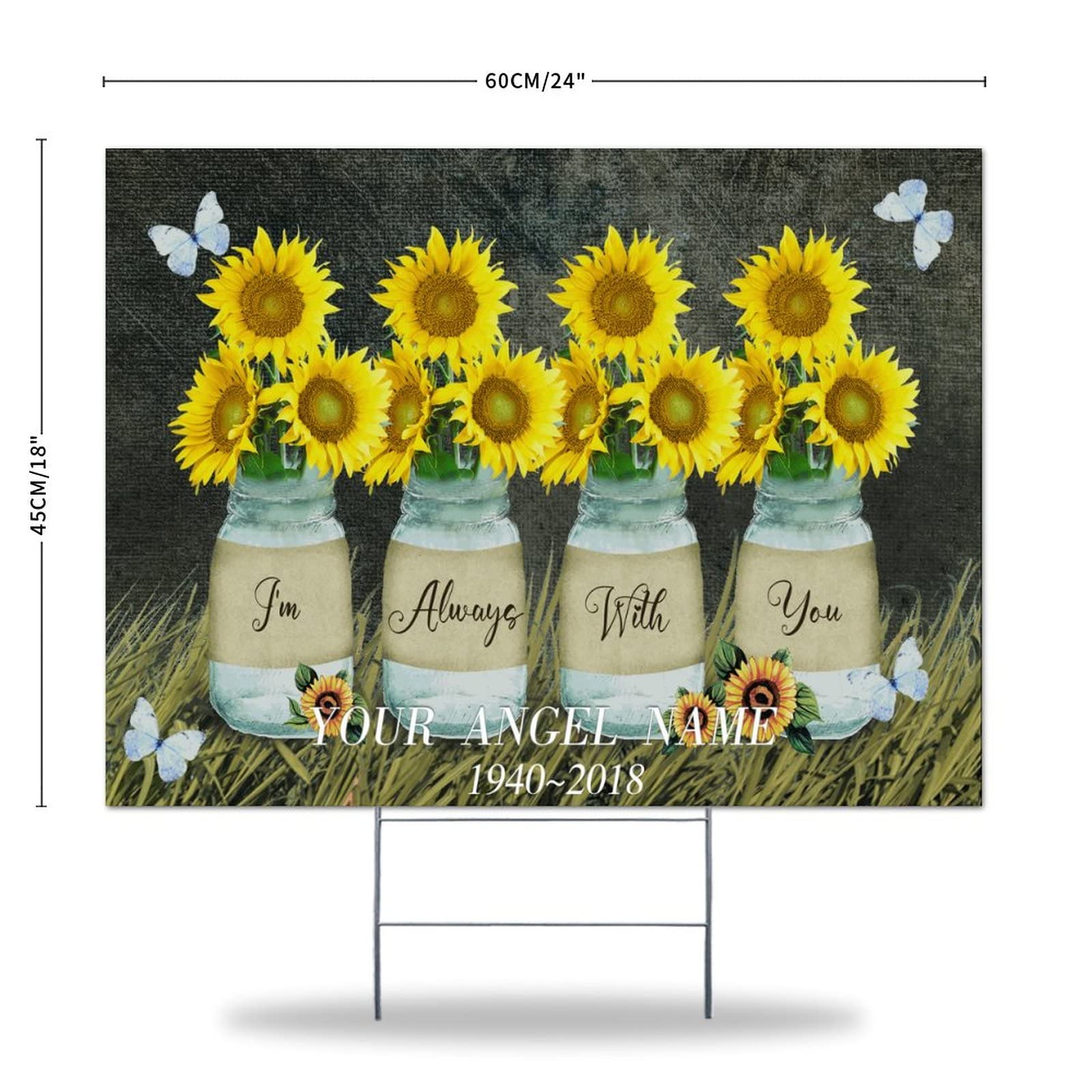 Butterfly Sunflower Yard Signs - Double-Sided Weatherproof 18x24in - Perfect for Lawn Decor & Open House Advertising