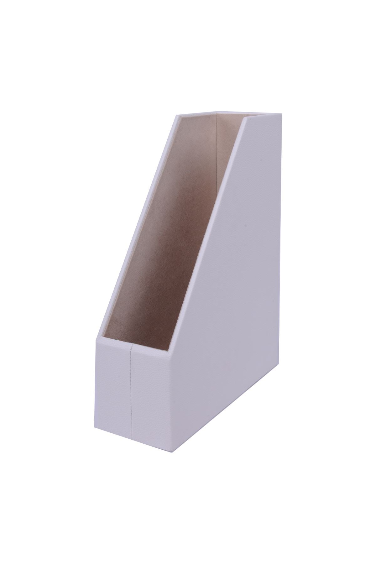 MOOG Faux Leather Magazine Holder & File Organizer - Stylish Desktop Storage for Office, Home, or Dorm Room Organization