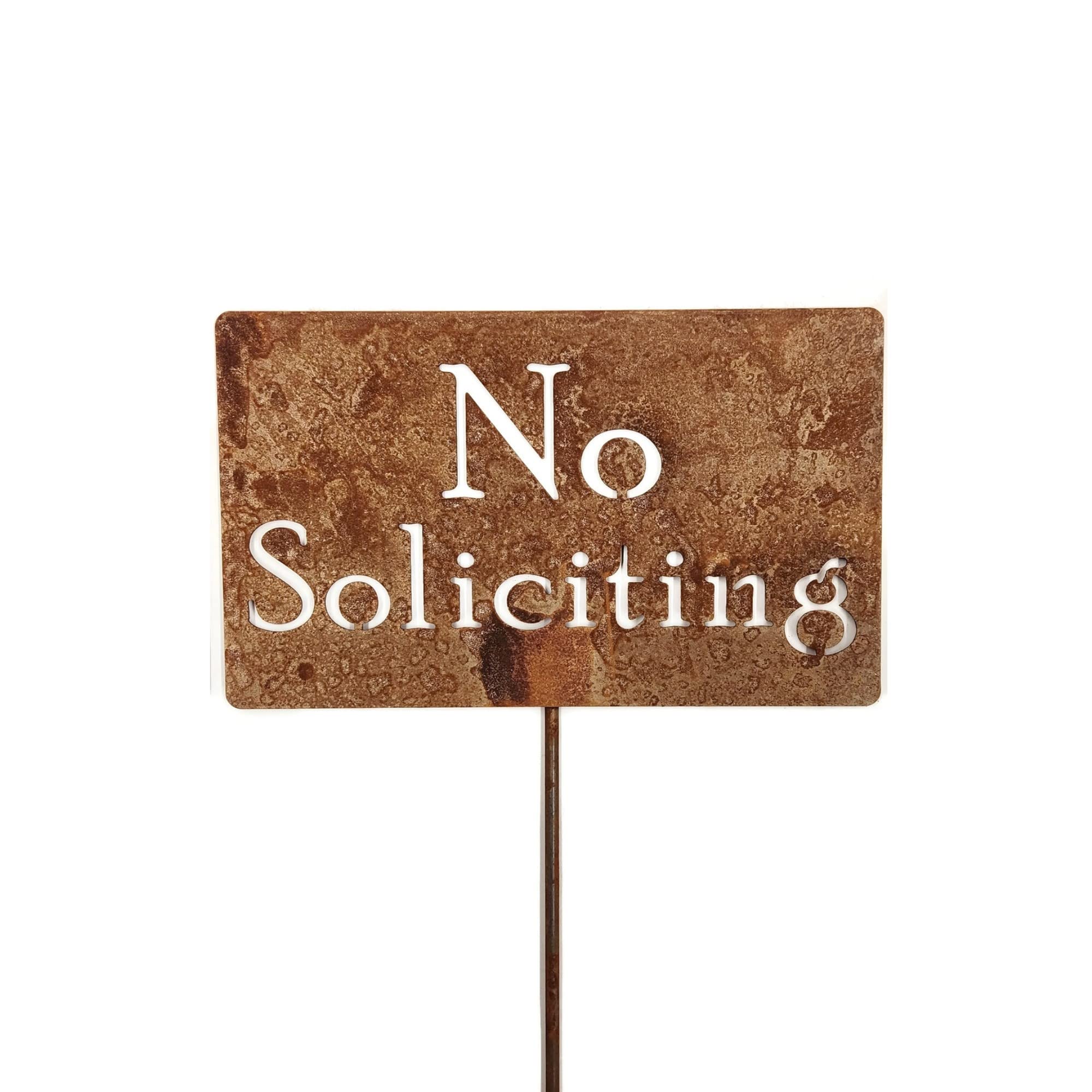 No Soliciting Funny Garden Stake - 20 to 33 Inches Tall (Medium 23