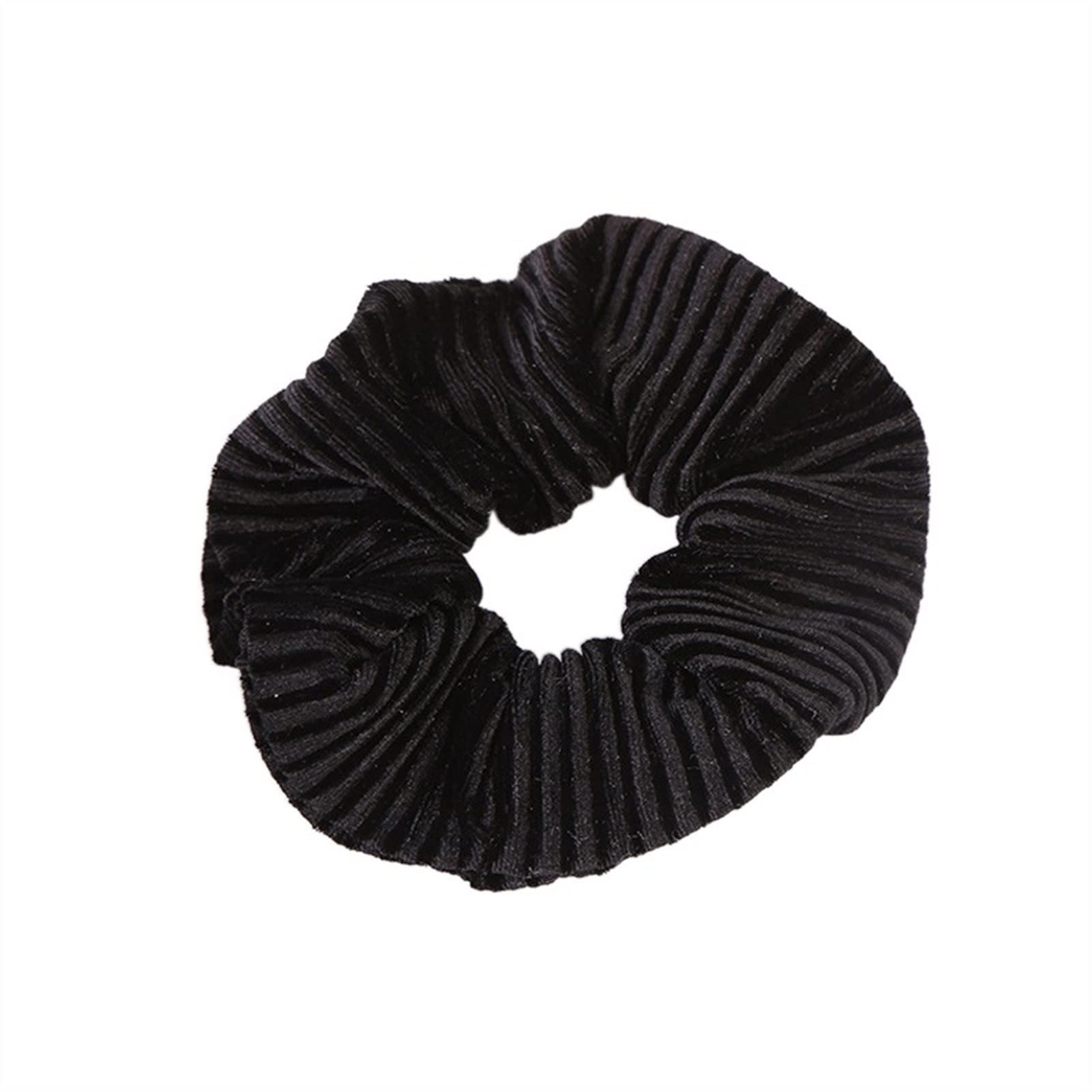 NFEGSIYA Women's Solid Color Hair Scrunchies - Soft Velvet Hair Ties for Women & Girls, Ponytail Holders, Striped Hair Accessories (Black) - Perfect for Workouts, Office & Everyday Use