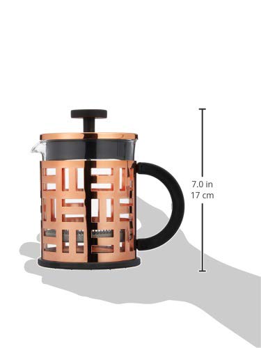 BODUM Eileen 4 Cup French Press Coffee Maker - 17 oz (0.5L) Copper Plated Stainless Steel for Home, Office & Camping - Perfect for Brewing Rich Coffee, Tea & Cold Brew