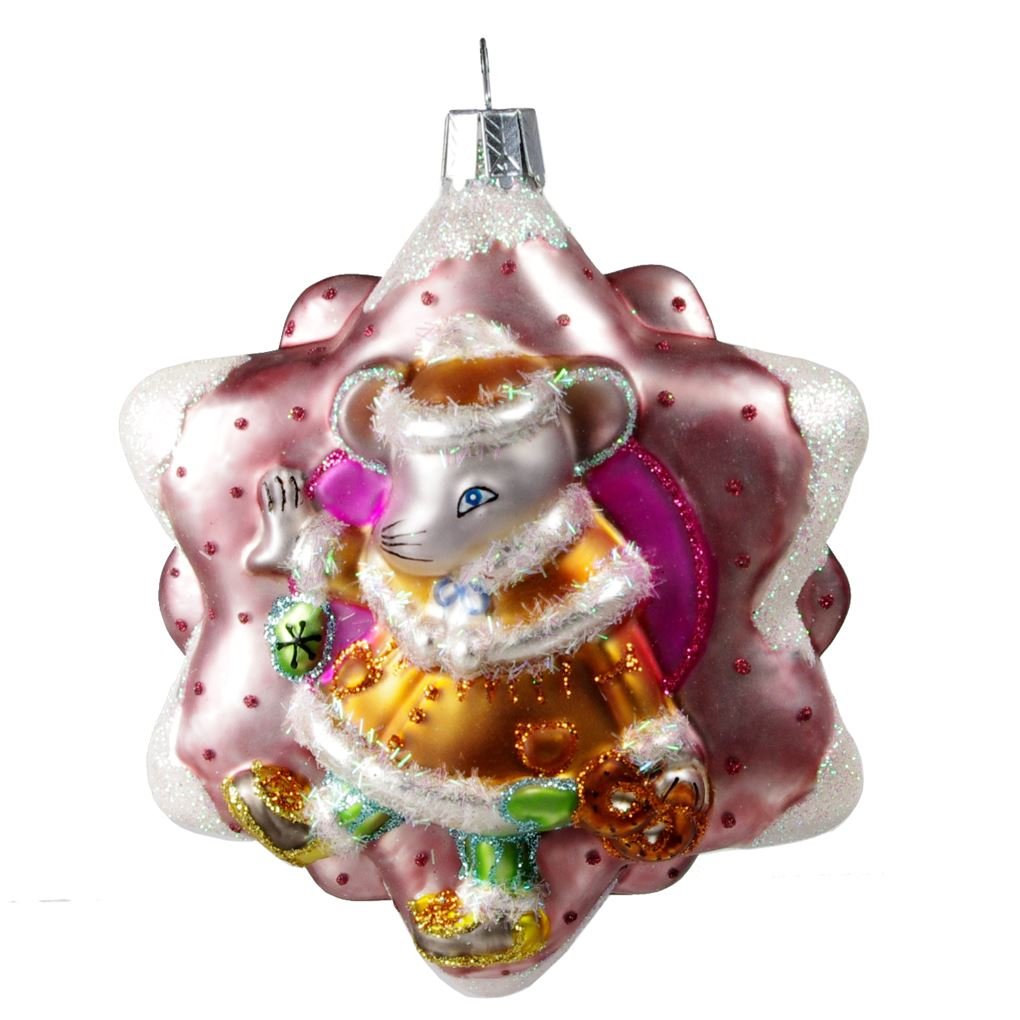 Mouse with a Cookie Glass Christmas Ornament - Handmade Holiday Decor for Tree, Gift, or Mantel - Perfect for Christmas, Winter, and Holiday Home Decor