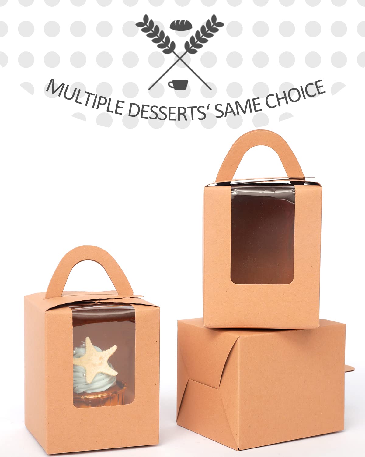 Disposable Kraft Cupcake Boxes 100pcs - 3.7