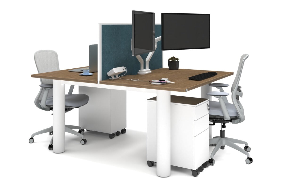 Quadro Cylinder Leg 2-Person Office Workstation Desk - 1400L x 800W with Cable Management - Perfect for Collaborative Workspaces & Modern Offices