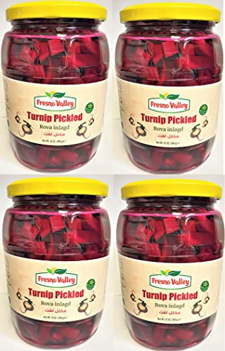 Premium Lebanese Pickled Turnips - 4 Pack (32oz Each) - Authentic Middle Eastern Torshi Lift - Perfect for Salads, Sandwiches & Mezze Platters