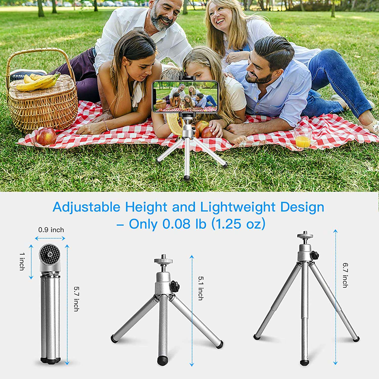 NexiGo Mini Tripod Stand for Webcams - Adjustable Phone & Camera Holder for Live Streaming, Video Calls, YouTube Videos - Perfect for Home Office, Online Classes & Content Creation