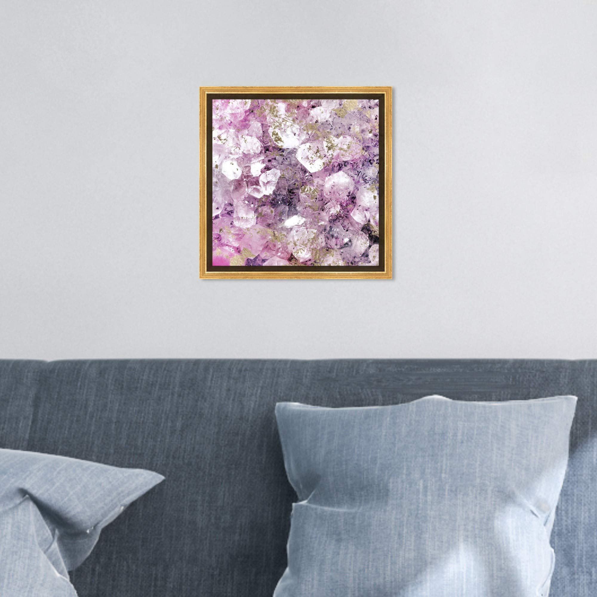 Oliver Gal Abstract Framed Wall Art - 12x12 Inch Purple & Gold Crystal Canvas Print for Romantic Home Decor | Perfect for Living Room, Bedroom & Office Wall Art