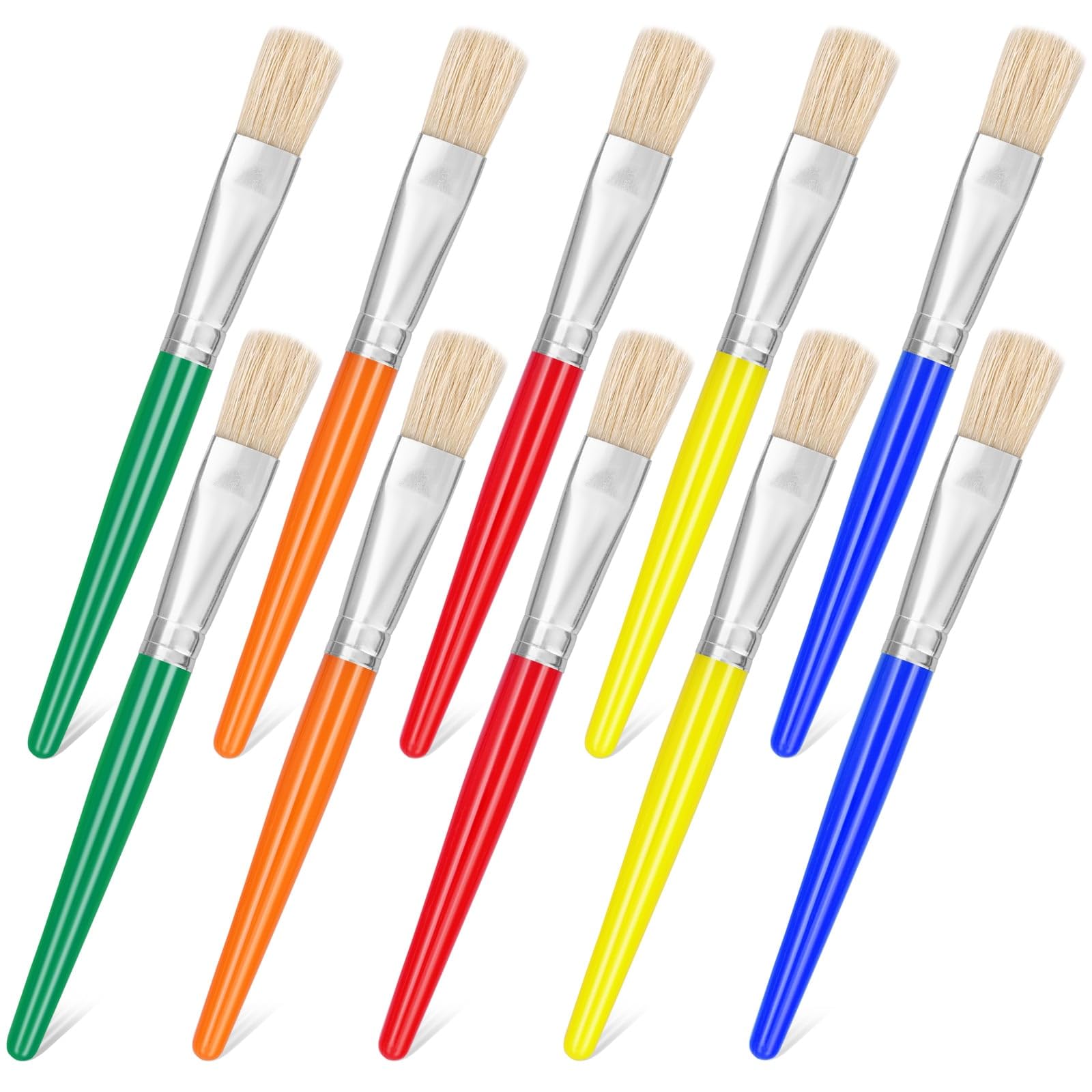 10Pcs Washable Kids Paint Brushes Set for Pumpkin Painting, Classroom & Preschool Crafts - Flat Top Acrylic Brushes for Toddlers, Daycare Art Activities (Perfect for Halloween Decorations & DIY Projects)