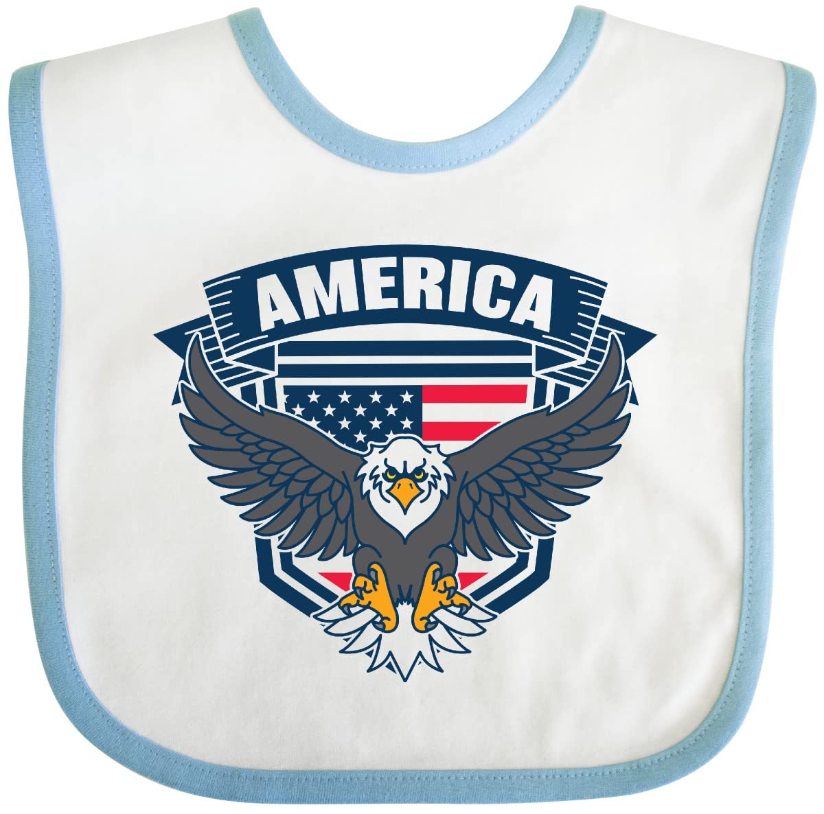 Inktastic Patriotic Baby Bib with Eagle Shield and Banner - Soft, Durable & Washable for Infants - Perfect for 4th of July, Memorial Day & Independence Day Celebrations