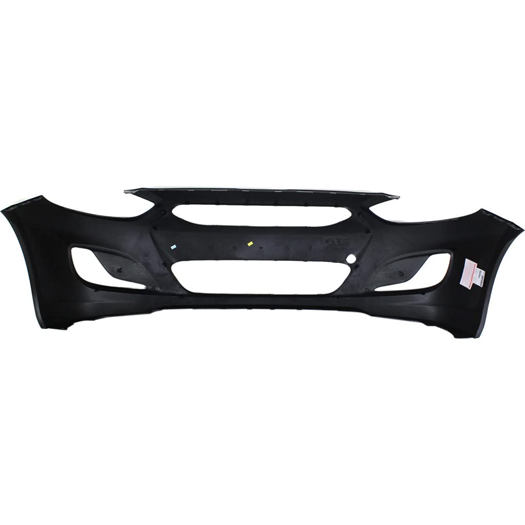 Hyundai Accent Bumper Cover 2012-2014 Front Primed for Hatchback & Sedan with Fog Light Holes | OEM HY1000188 865111R000 | Perfect Fit Replacement for Daily Driving & Commuting