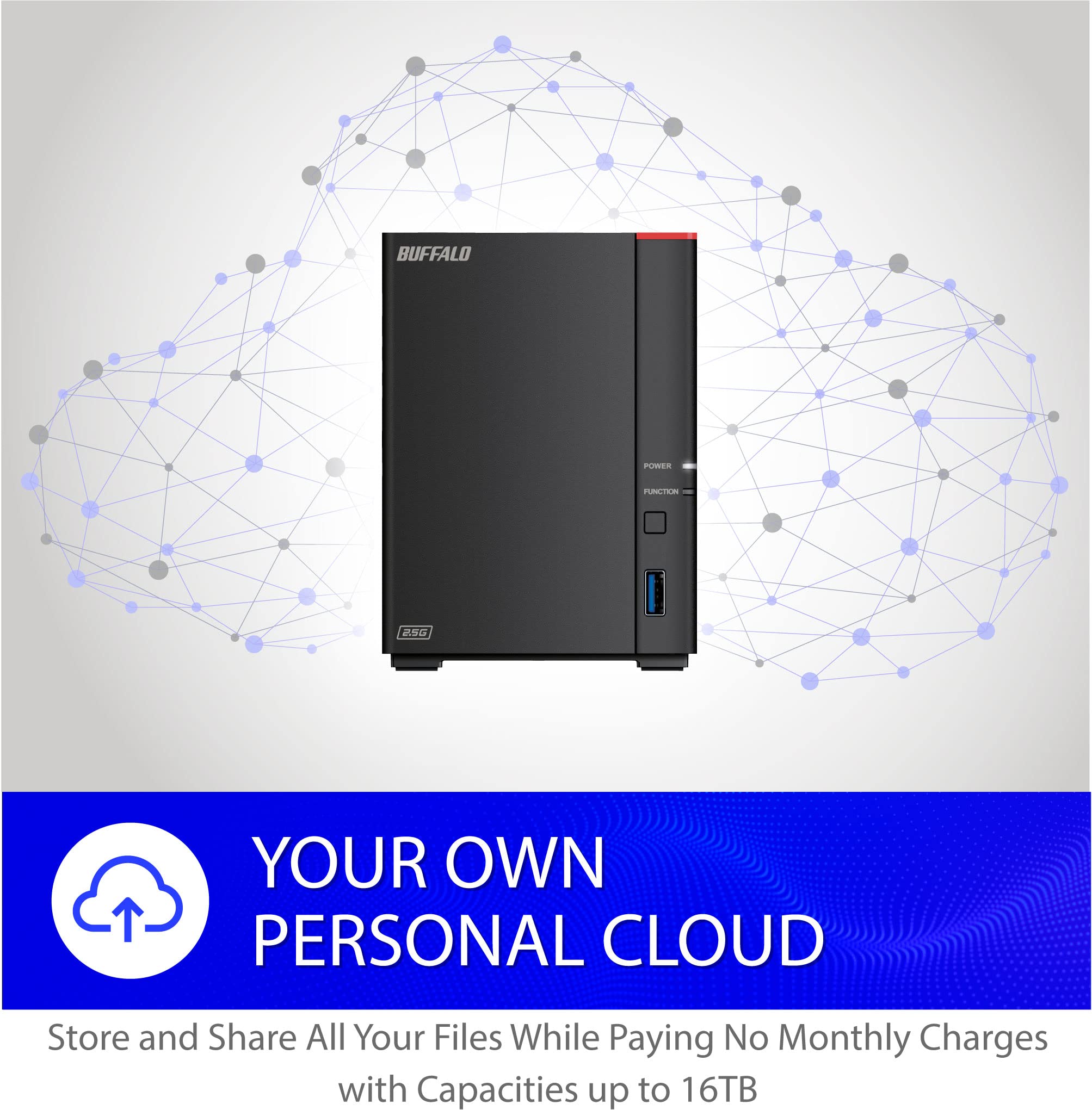 BUFFALO LinkStation 720 8TB 2-Bay NAS Storage System with Pre-Installed Hard Drives - Home Office & Private Cloud Solution for Network Attached Storage, Media Server & File Sharing | Perfect for Small Business Backup & Home Entertainment Storage