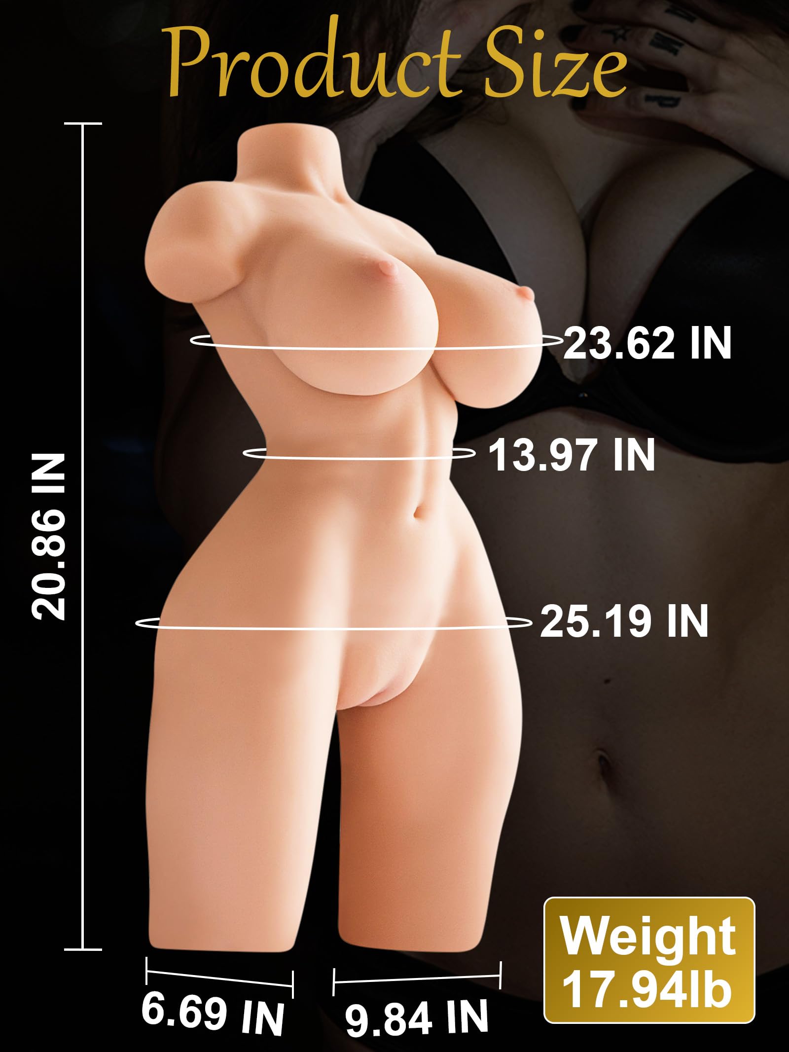 Realistic Female Torso Sex Doll for Men - Auslove 3-in-1 Adult Toy with Big Breasts, Vagina & Anal Openings | Lifelike Male Masturbator (17.94LB) | Perfect for Solo Pleasure, Discreet Storage & Enhanced Intimacy