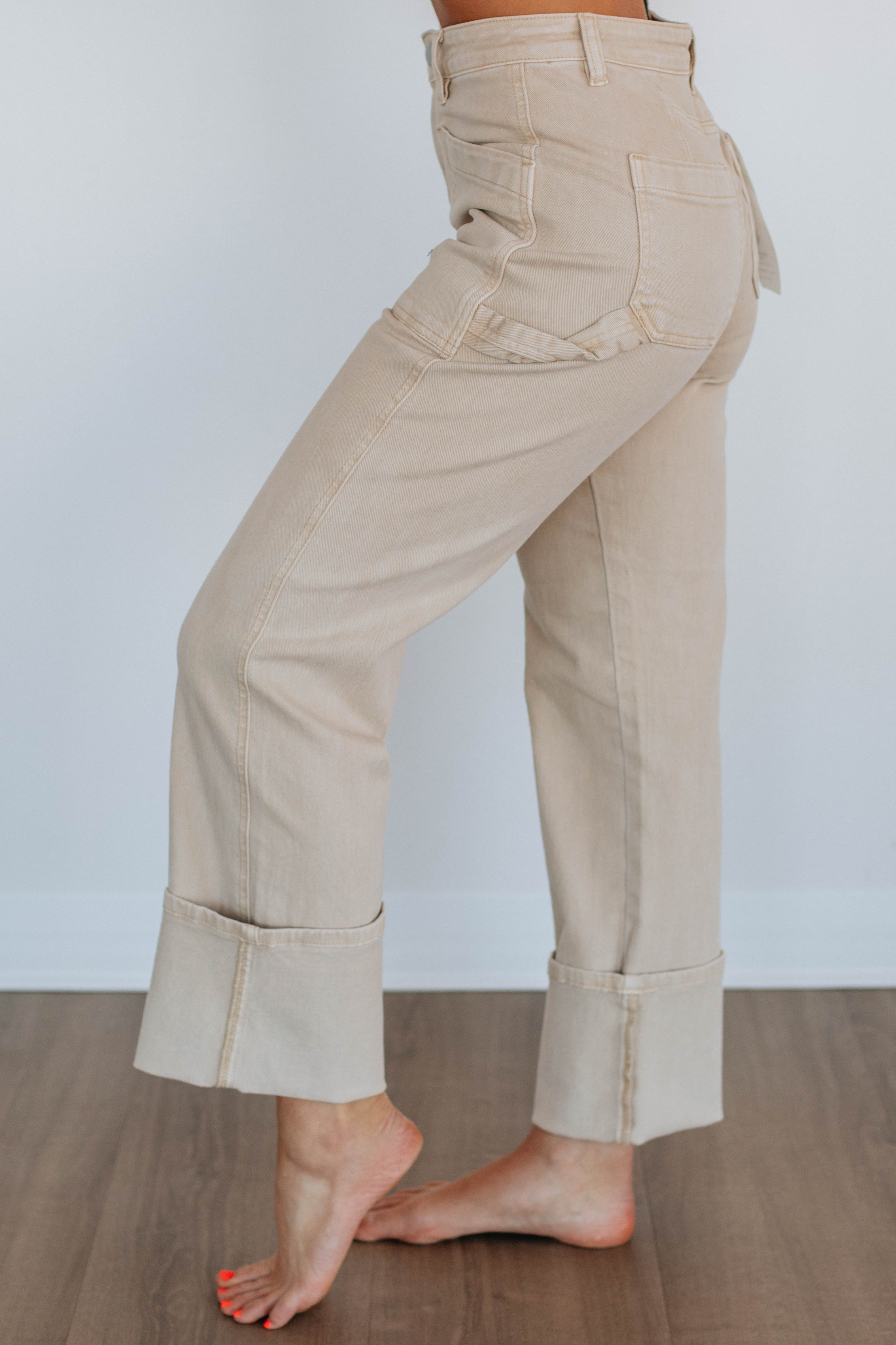 Erin Risen Women's High Waist Skinny Jeans in Khaki - Stretchy Comfort Denim Pants for Casual Wear & Everyday Outfits