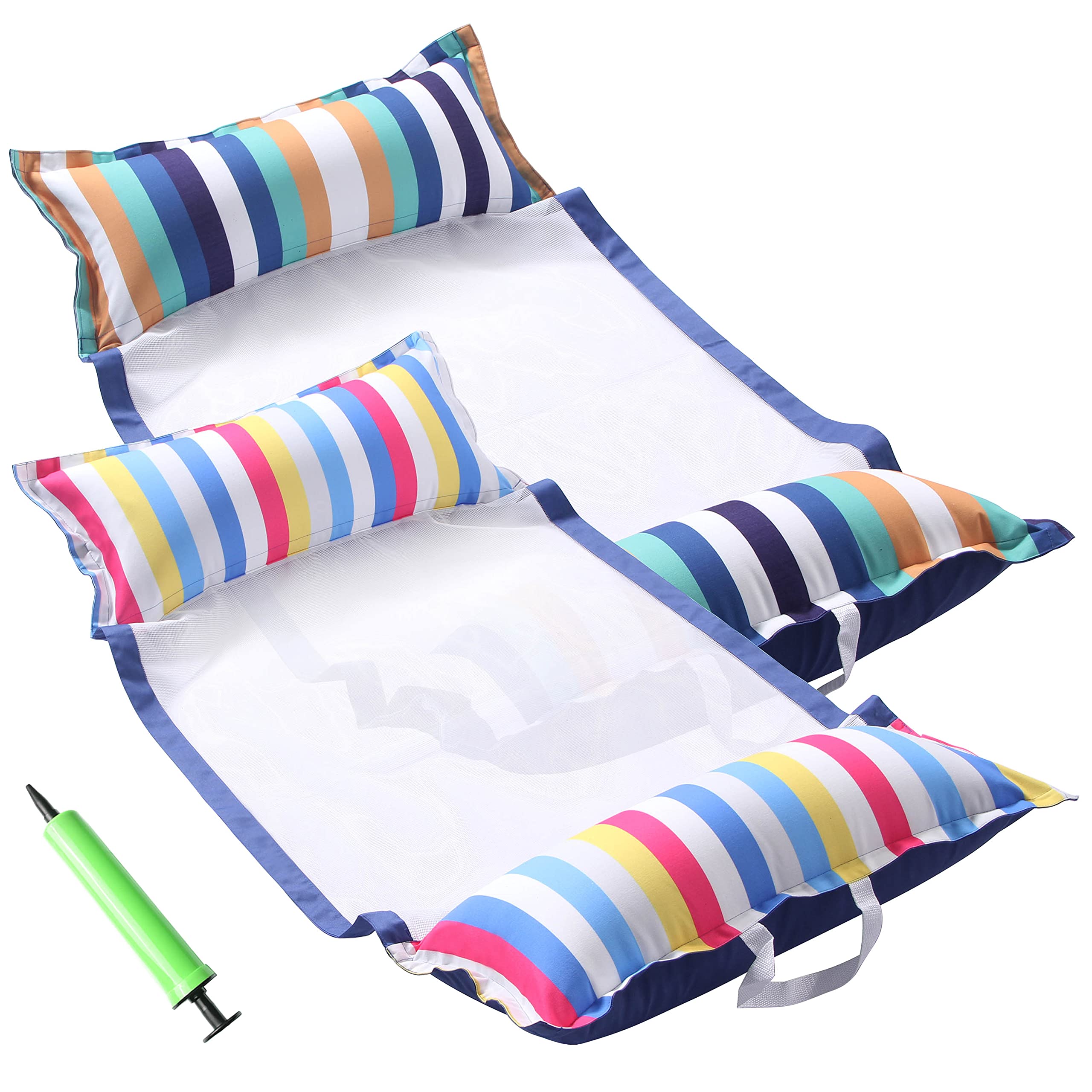 FindUWill Fabric Pool Hammock Floats - XL 2Pack Inflatable Water Hammock, Lounge Chair & Drifter for Adults - Perfect for Pool Parties, Lake Relaxation & Beach Vacations