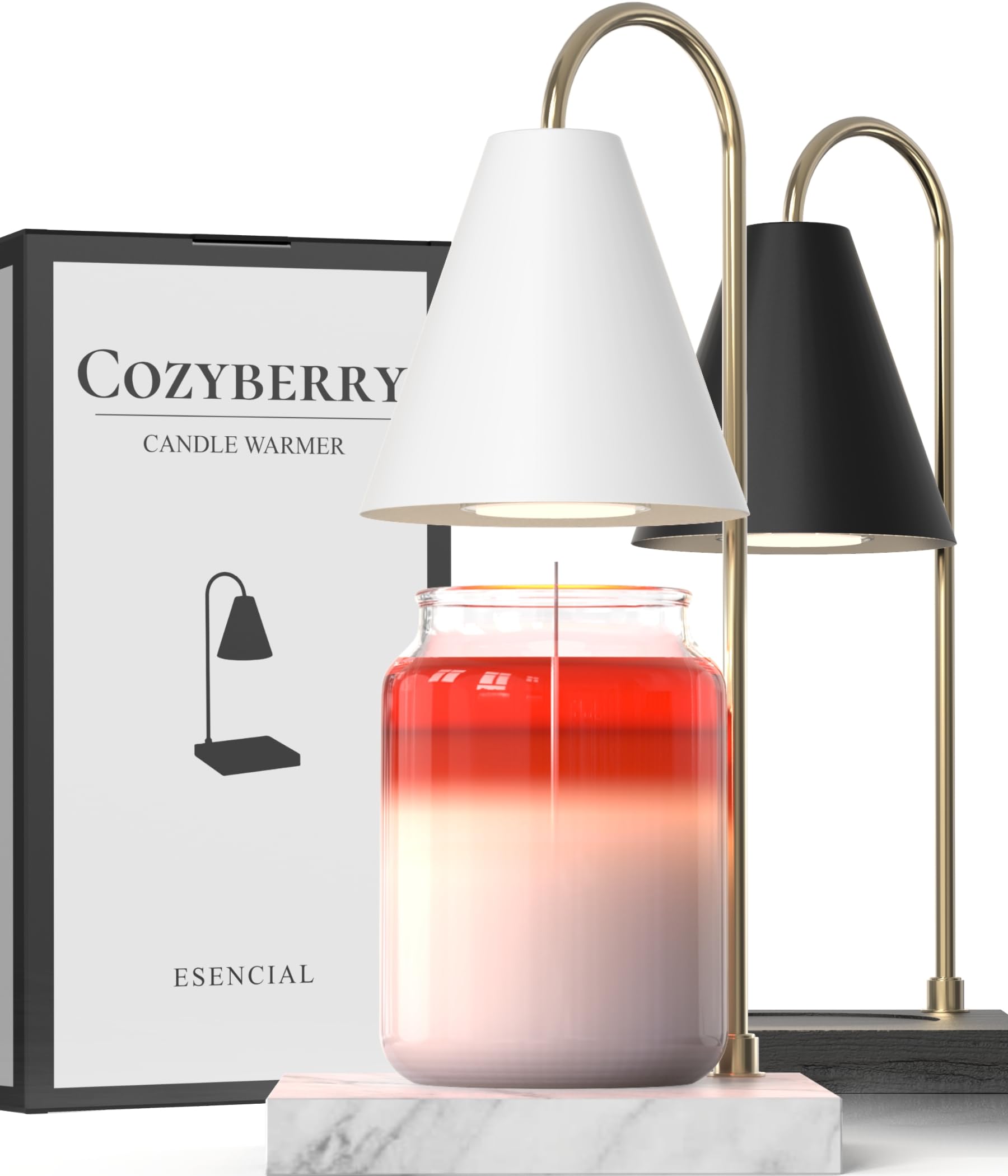 CozyBerry® Dimmable Candle Warmer Lamp with Timer - Compatible with Yankee Candle Large Jars & Wax Melts, Italian Marble Design for Home Decor, Bedroom, Office & Gift Giving