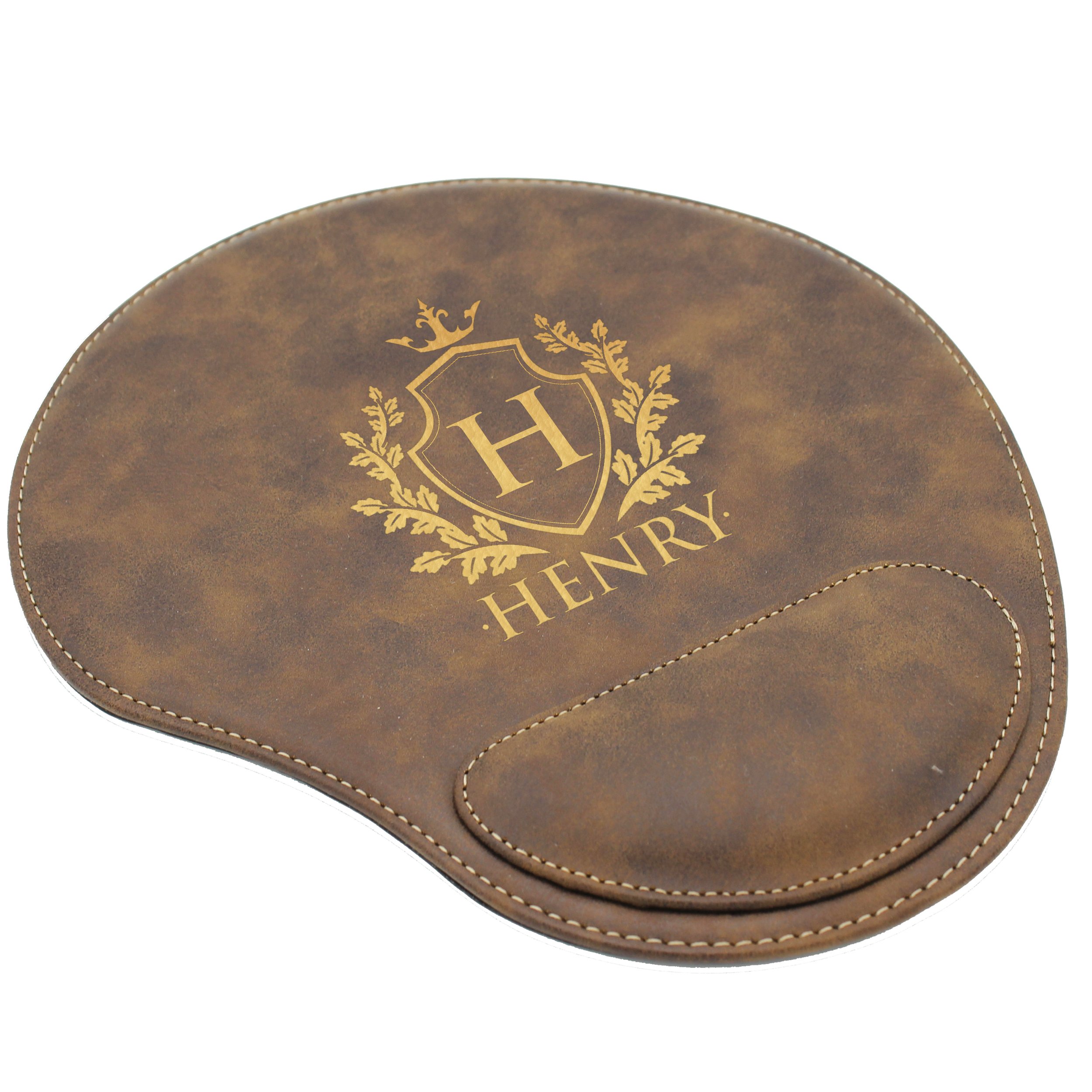 Custom Engraved Mouse Pad with Wrist Support - Personalized Desk Accessory for Office & Gaming - Perfect for Workstations, Home Offices & PC Setups (Rawhide Leather)