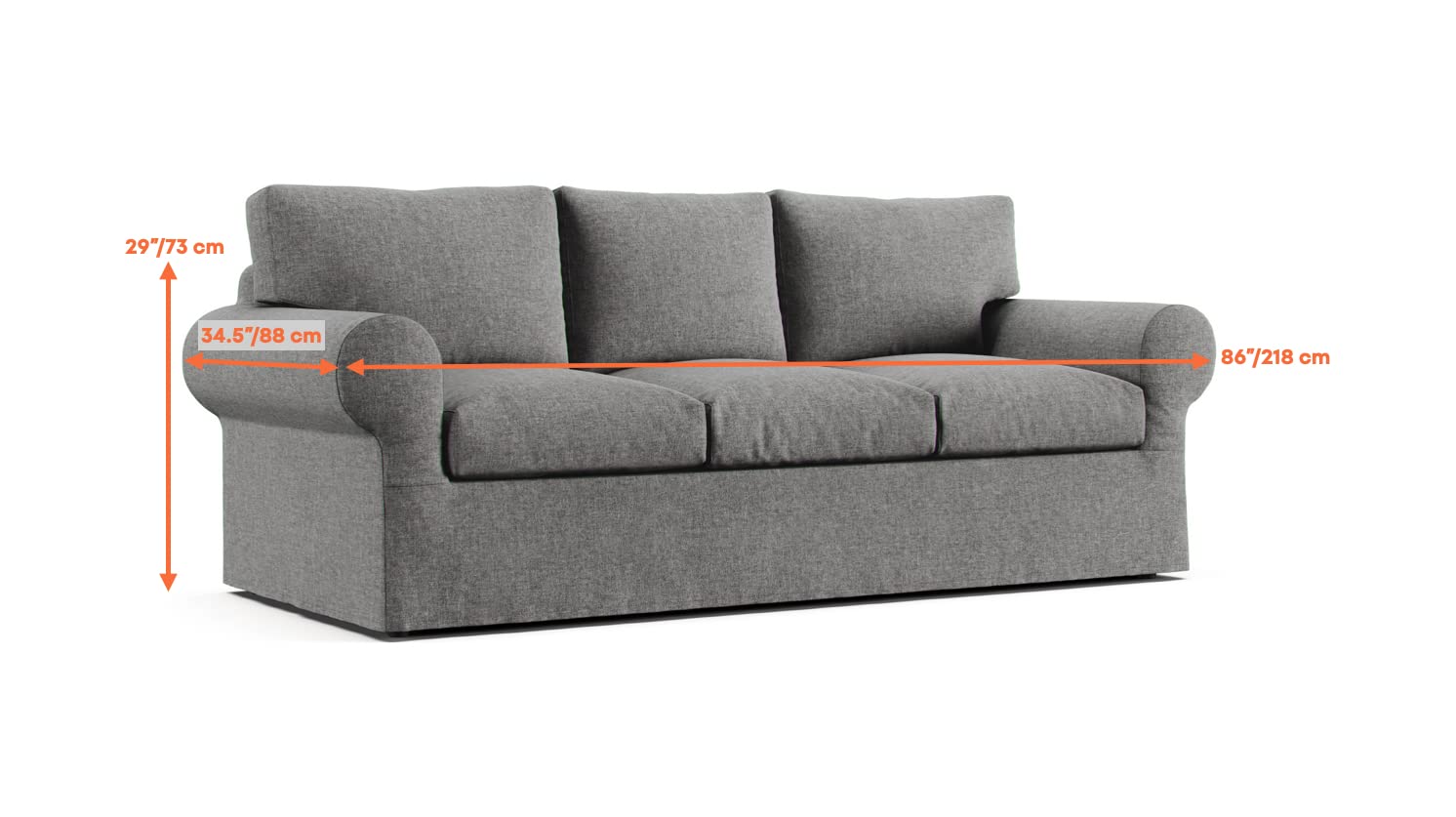 Custom Ektorp Sofa Slipcover for IKEA Ektorp 3-Seater Sofa - Premium Replacement Cover in Weave Grey | Durable, Washable Fabric for Living Room & Home Decor