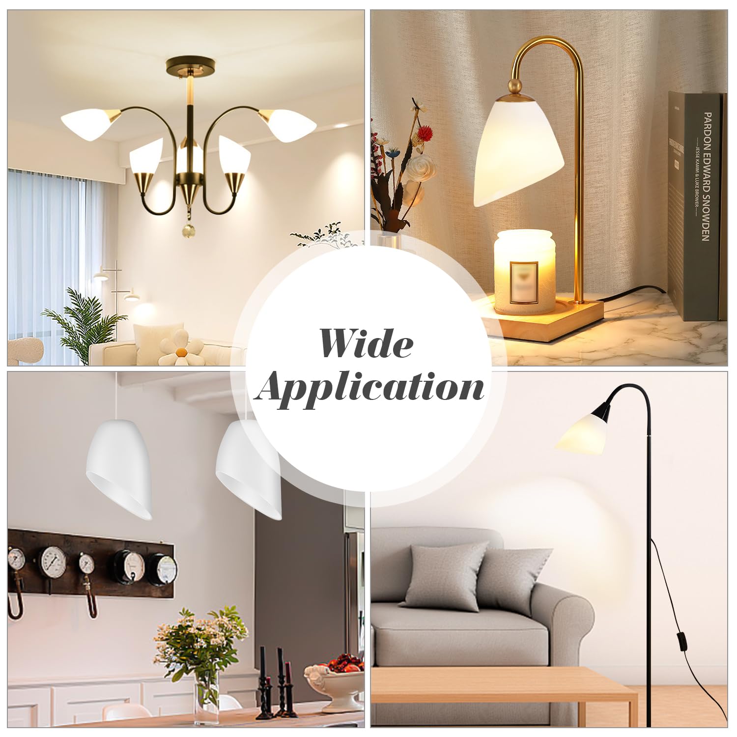 5-Pack White Plastic Horseshoe Lamp Shades - 35mm (1.4