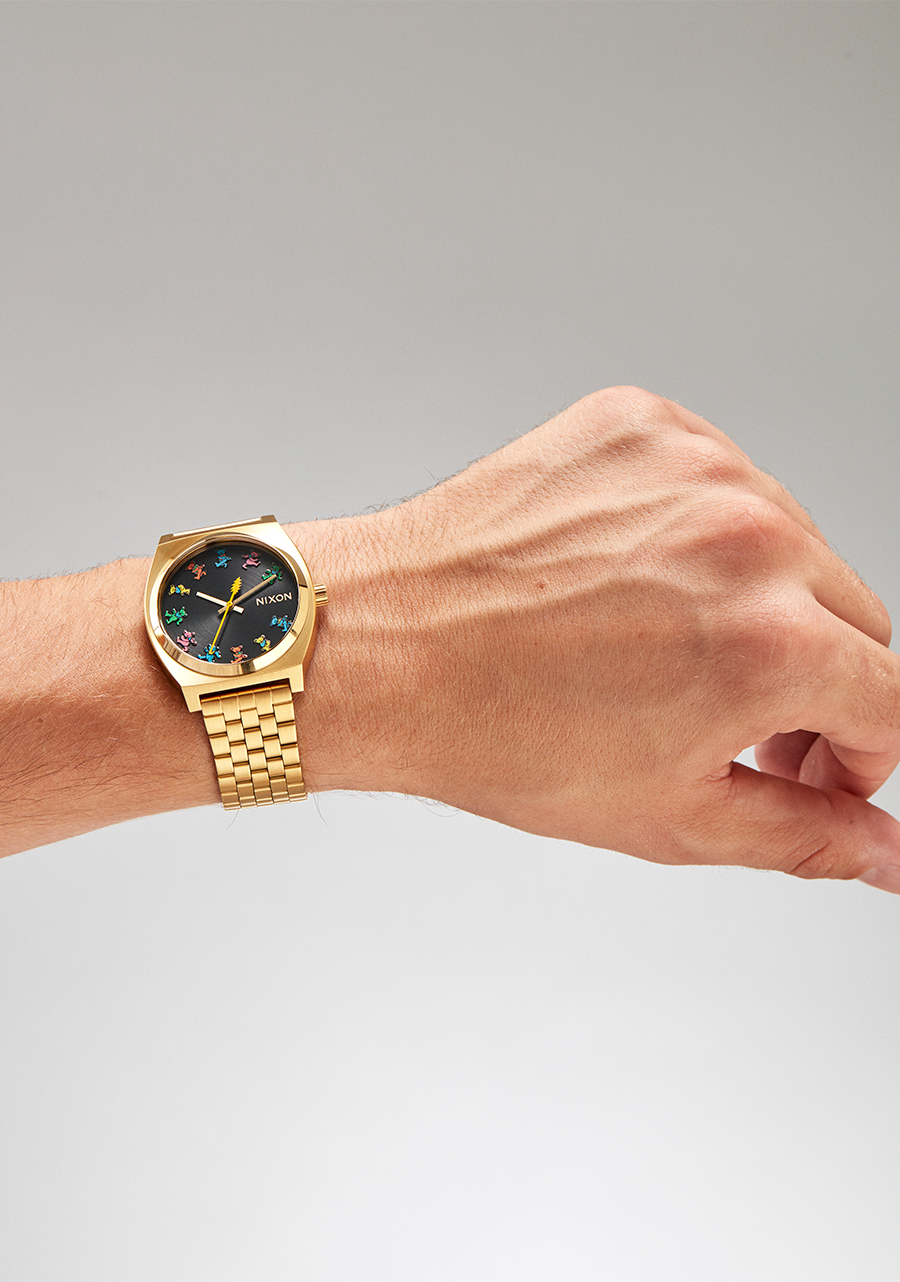 Grateful Dead Time Teller Watch - All Gold Dancing Bears Design - Vintage Style Unisex Watch for Music Fans & Hippie Fashion Enthusiasts - Perfect for Concerts, Festivals, and Everyday Wear