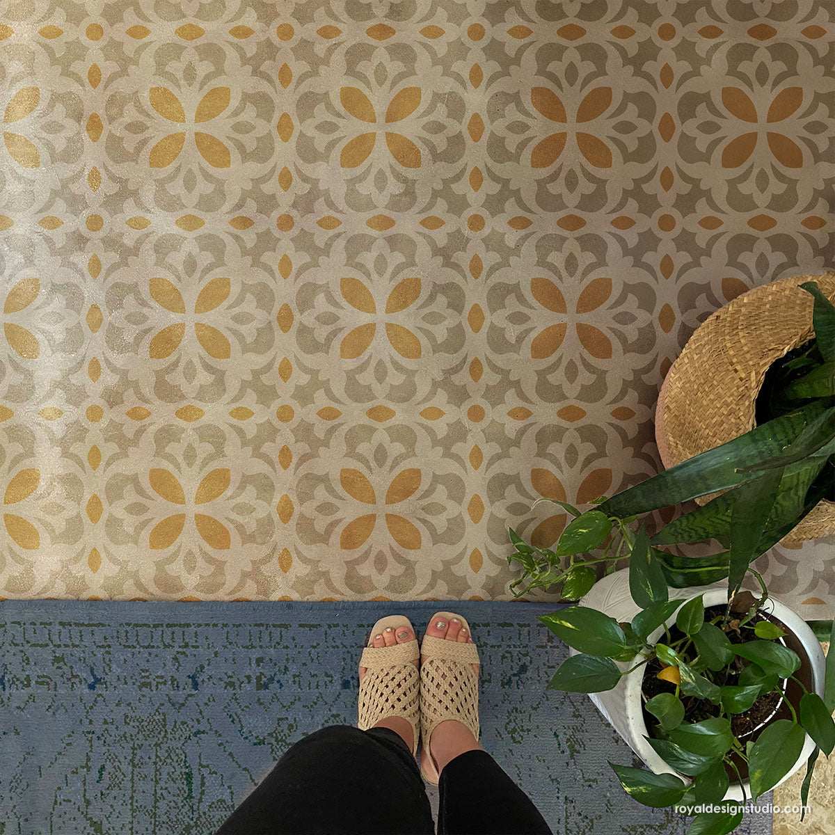 Alicante Tile Stencil - Reusable DIY Ceramic Stencils for Floor & Wall Tiles - Perfect for Home Decor, Bathroom, Kitchen & Backsplash Renovation Projects