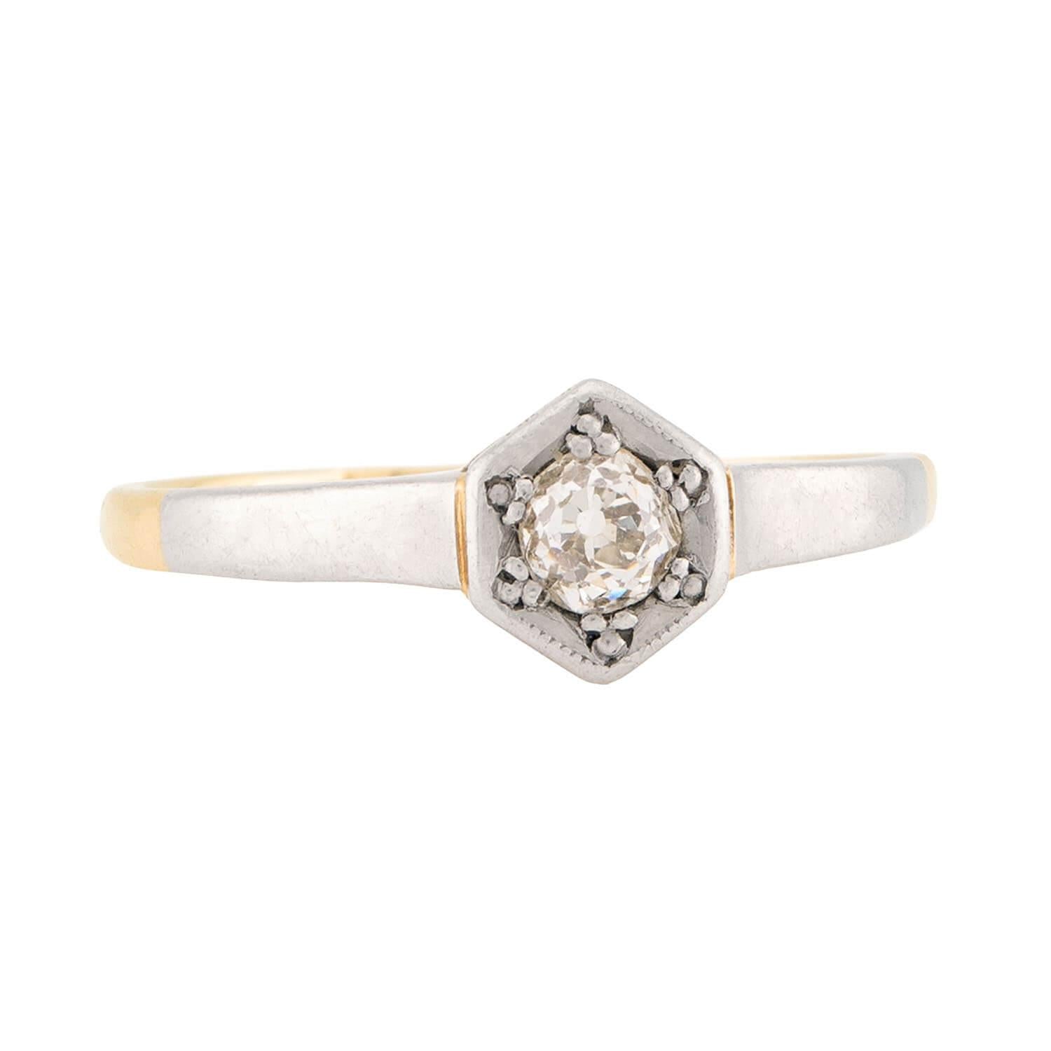 18K & Platinum Edwardian Diamond Engagement Ring - 0.20ct Vintage Bridal Jewelry for Wedding Proposals & Anniversary Gifts