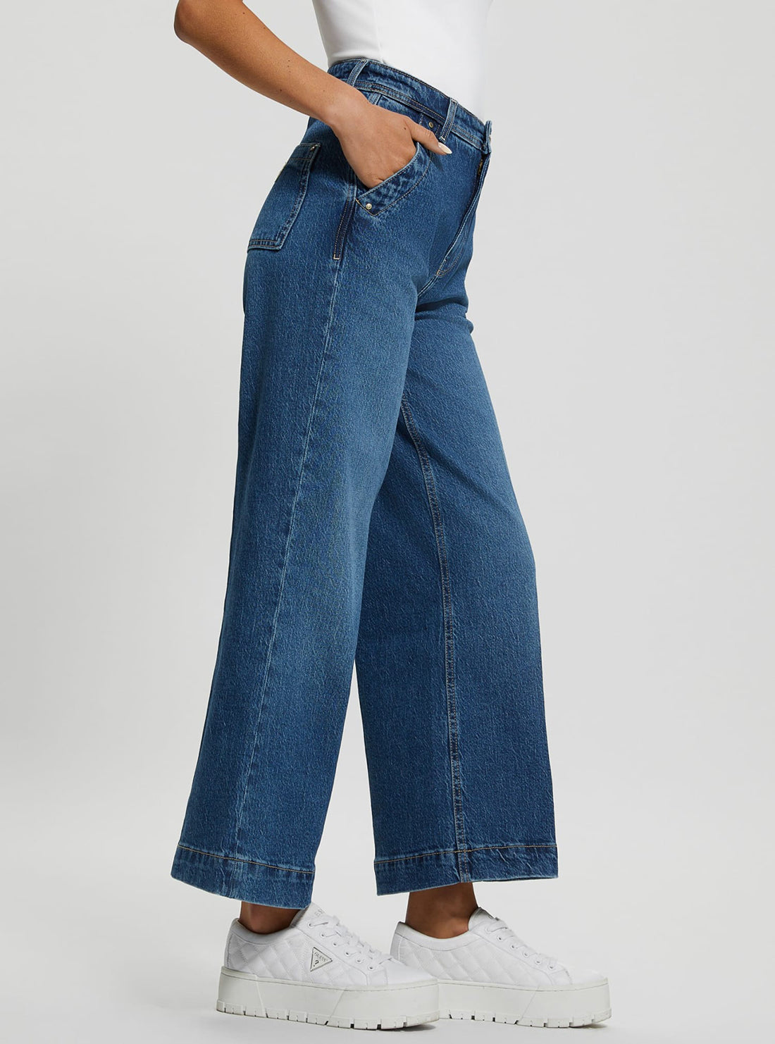 High Rise Dakota Wide Leg Jeans in Mid Wash - Comfortable & Stylish Women's Denim Pants for Casual Wear & Everyday Outfits