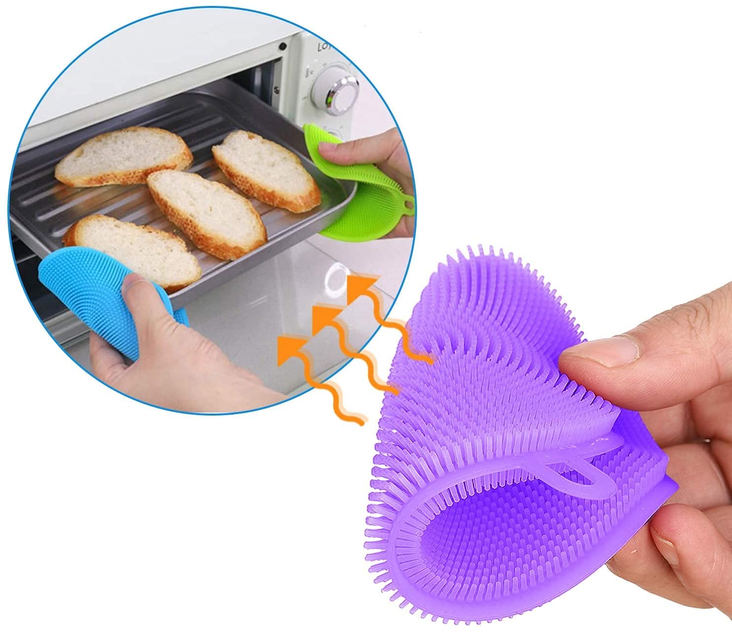 Eco-Friendly Silicone Dish Sponge Set - 5pcs Non-Scratch Kitchen Cleaning Sponges, Reusable Dish Washing Brush Alternative for Gentle Cleaning - Perfect for Daily Dishwashing, Pots, Pans & Delicate Cookware