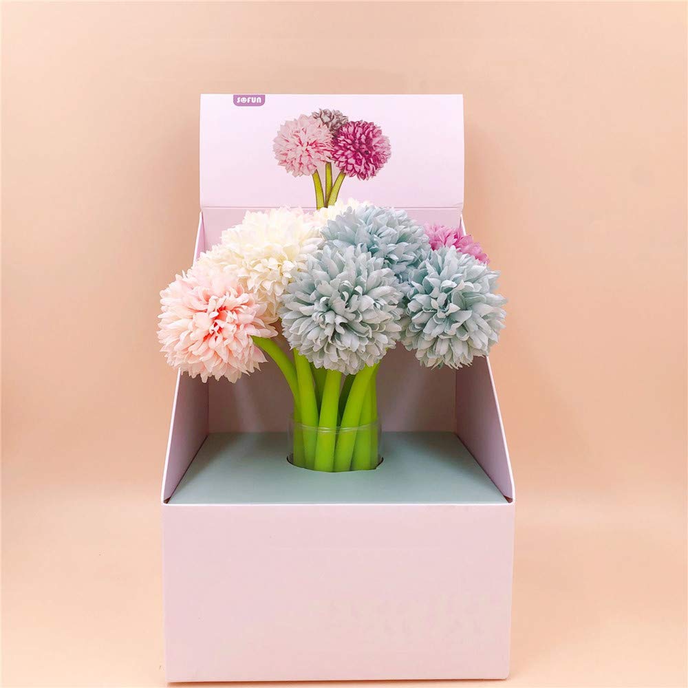 6Pcs Creative Soft Pompon Rose Gel Pens - Smooth Writing Neutral Pens for School, Office & Journaling - Cute Stationery Gift for Kids & Adults (2133) - Perfect for Note Taking, Scrapbooking & DIY Crafts