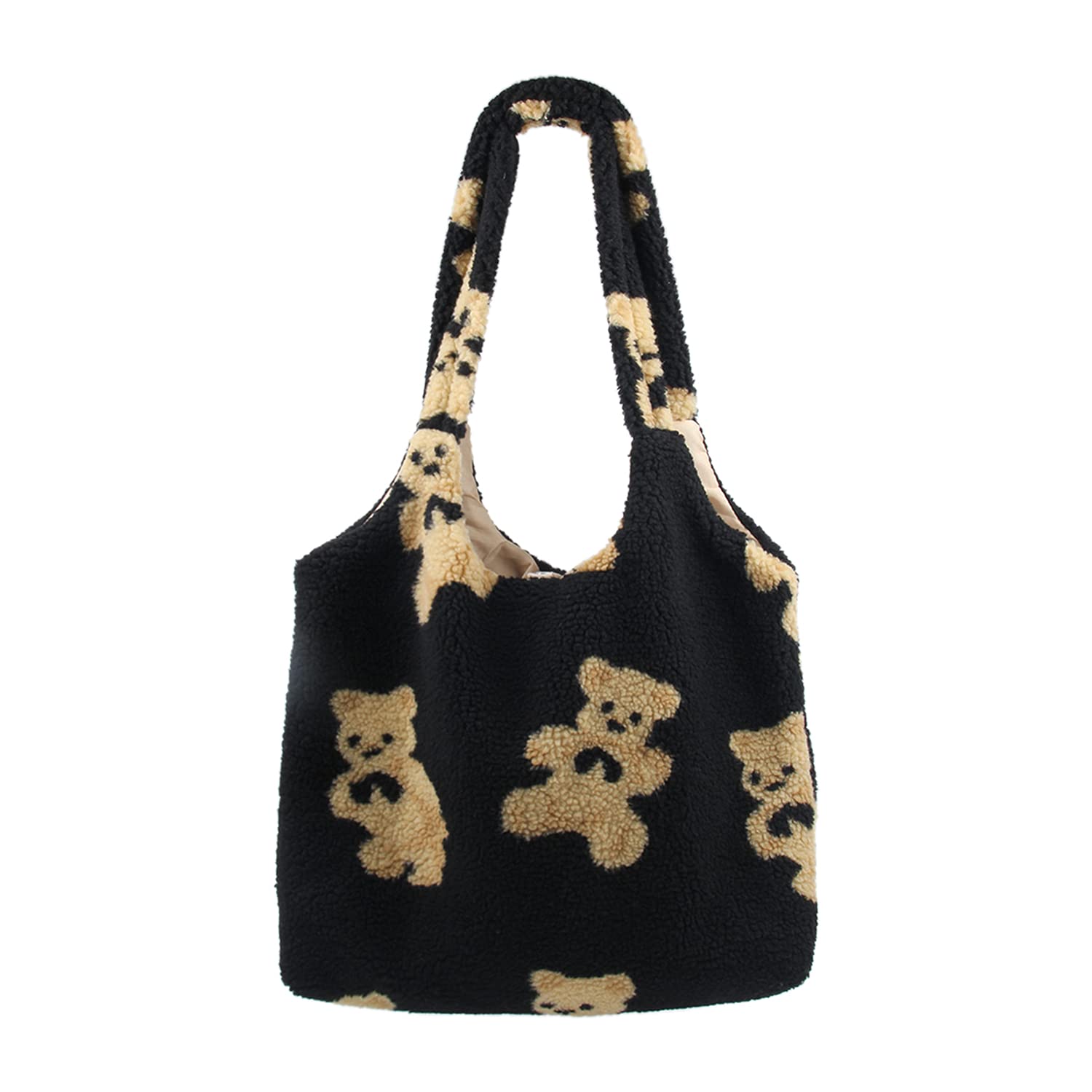 Cute Fluffy Teddy Bear Tote Bag for Women - Stylish Plush Shoulder Purse for Daily Use